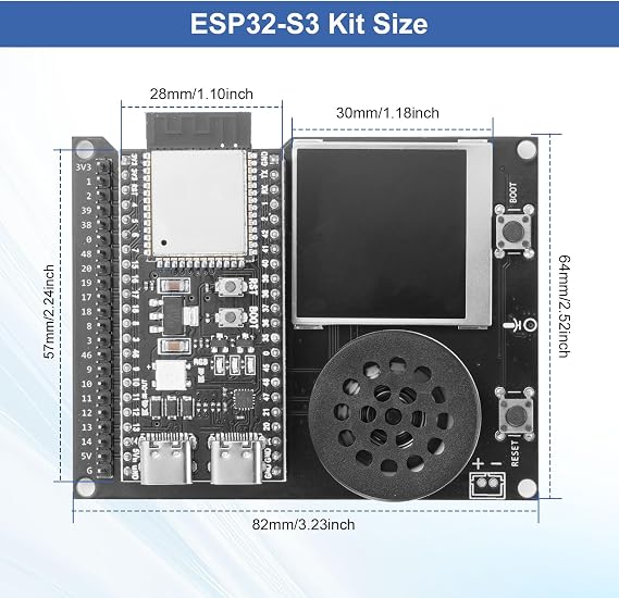 ESP32 S3 ESP-S3-Devkitc-1 N16R8 Motherboards with IPEX Interface + XiaoZhi Base Board ESP32 S3 Boards with WiFi Bluetooth 5.0 Type-C Interface Compatible with Arduino