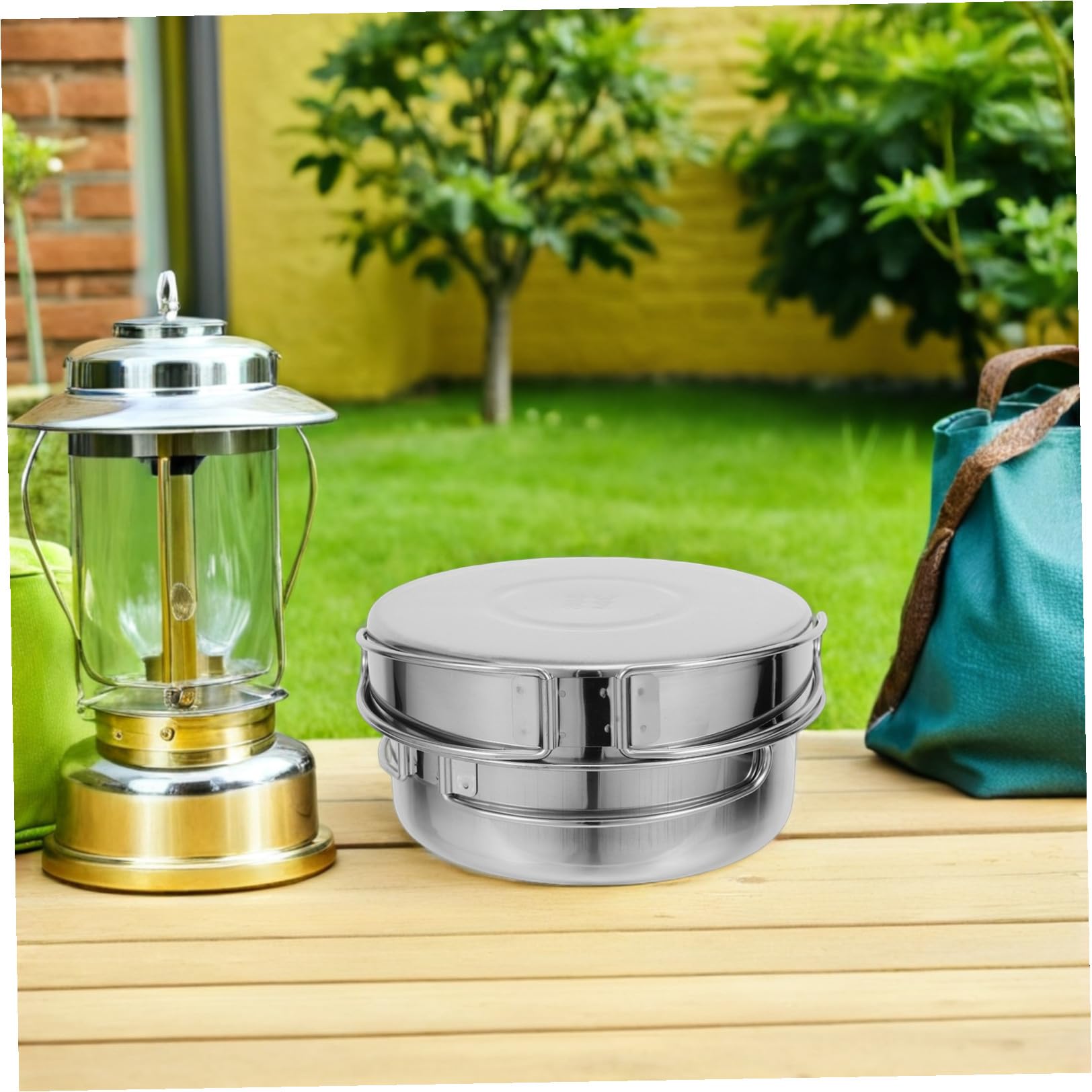 OUNONA Ensemble de Couverts Pliants en Acier Inoxydable 5 Pièces Vaisselle de Camping Légère et Portable Kit Vaisselle Extérieur pour Randonnée Pique-Niques et Trekking Ustensiles