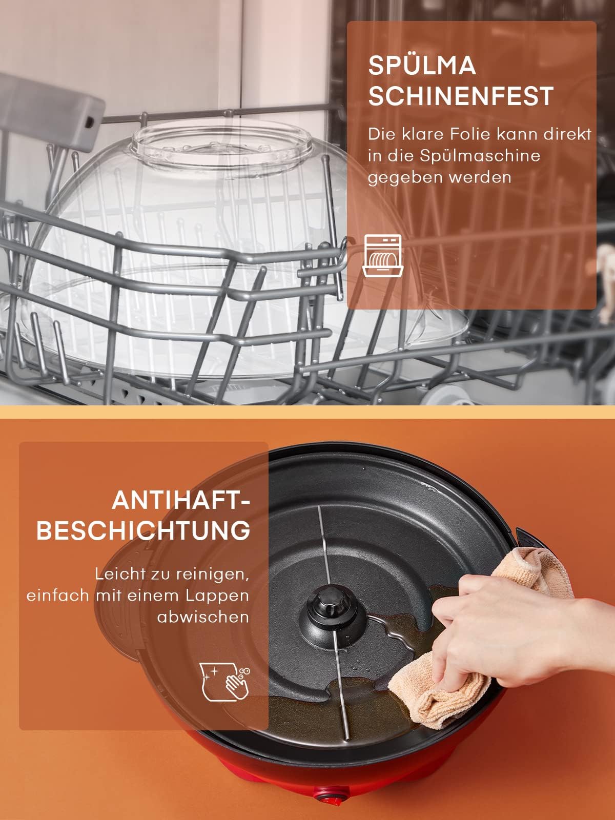 Popcornmaschine - 5.5L Großer Inhalt - HOUSNAT 800W Zuhause Popcorn Maker Machine mit Antihaftbeschichtung und Abnehmbares Heizfläche - Stille und Schnelle - Maschine