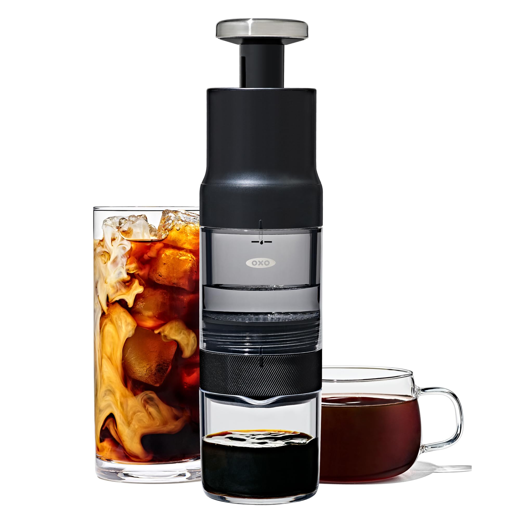 OXO Brew Rapid Brewer – Portable Manual Coffee Maker, Built-In Stainless Steel Filter, Adjustable Strength, Compact & Lightweight, No Pods or Paper Filters Needed