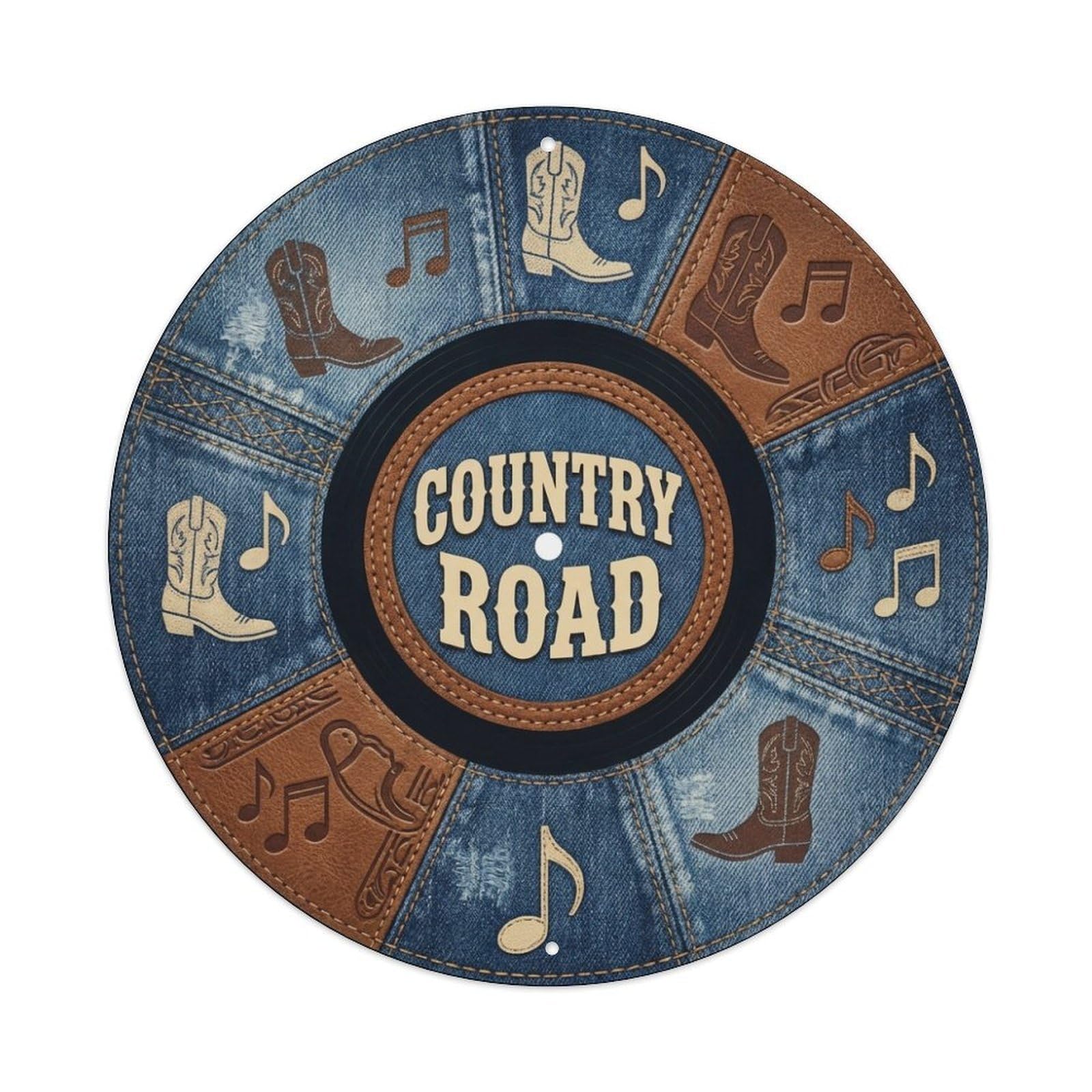 Country Record Cover Denim Boots Vinyl Groove Metal Tin Sign