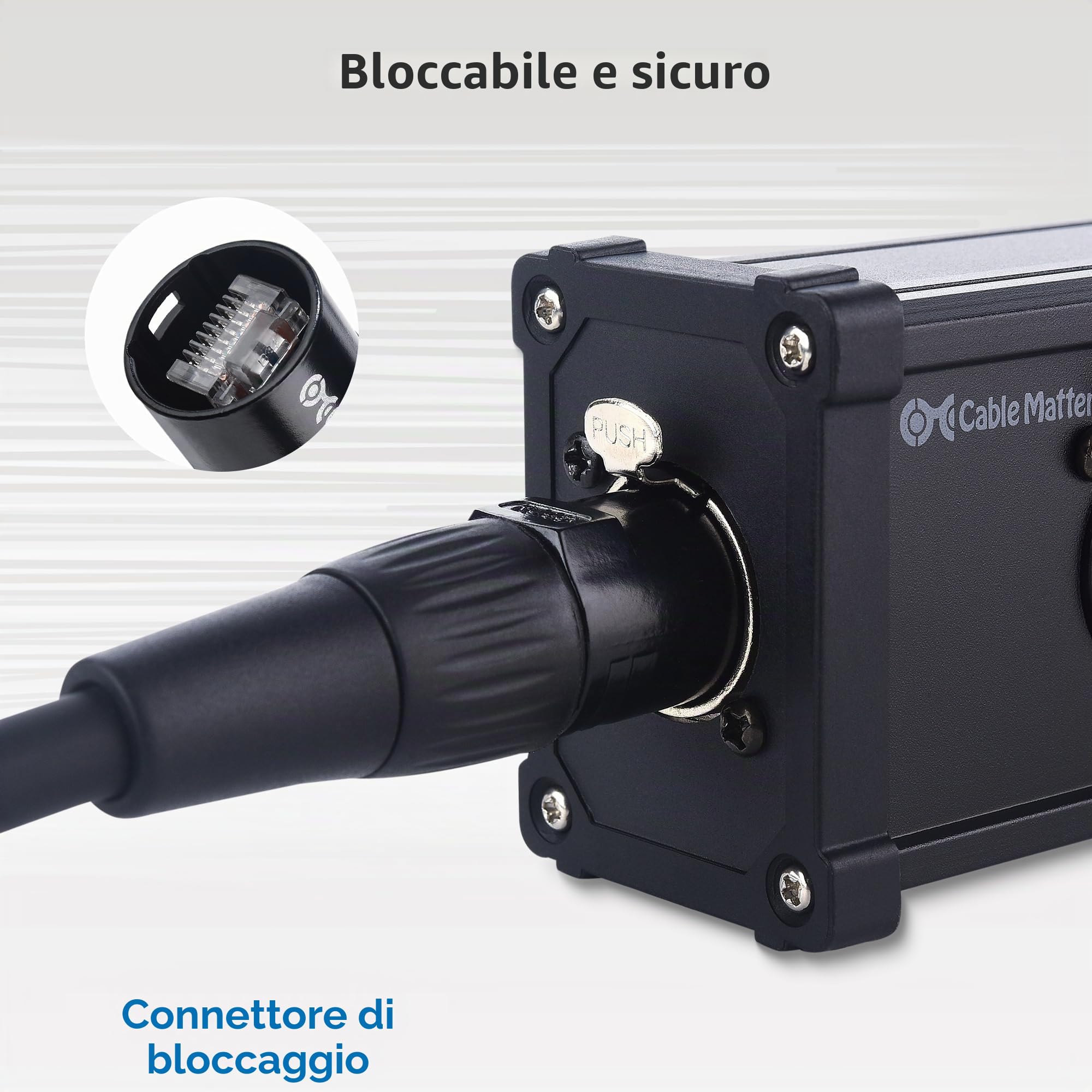 Cable Matters Cavo Ethernet schermato Cat6 compatibile con connettori RJ45 EtherCON in nero, 9,1 m, per applicazioni audio e video professionali e di rete