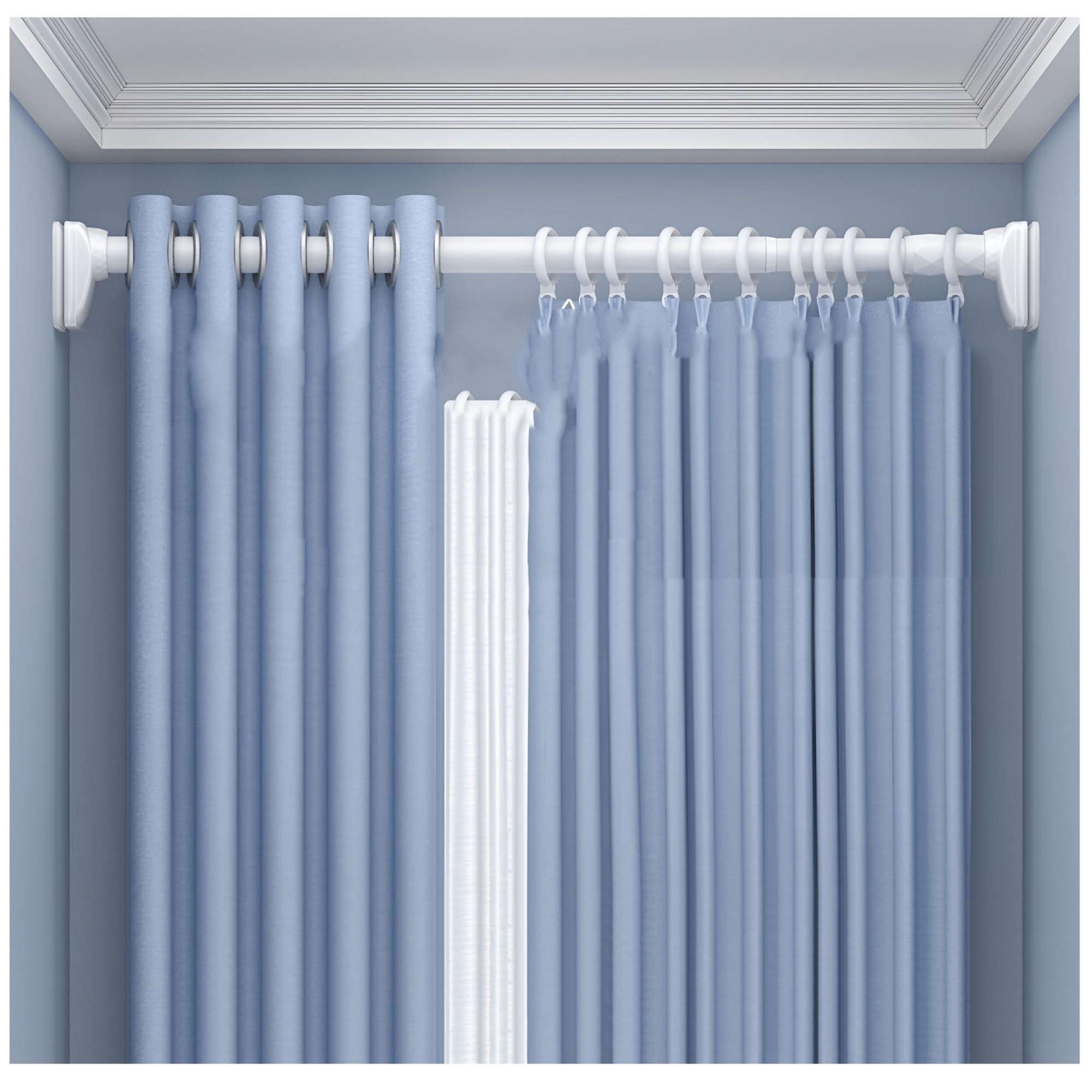 Gzdxbf Girls White Adjustable Curtain Rod, Stainless Steel Shower Curtain Pole, Tension Drapery Rods For Curtain Window Closet Kitchen(,360-450Cm)