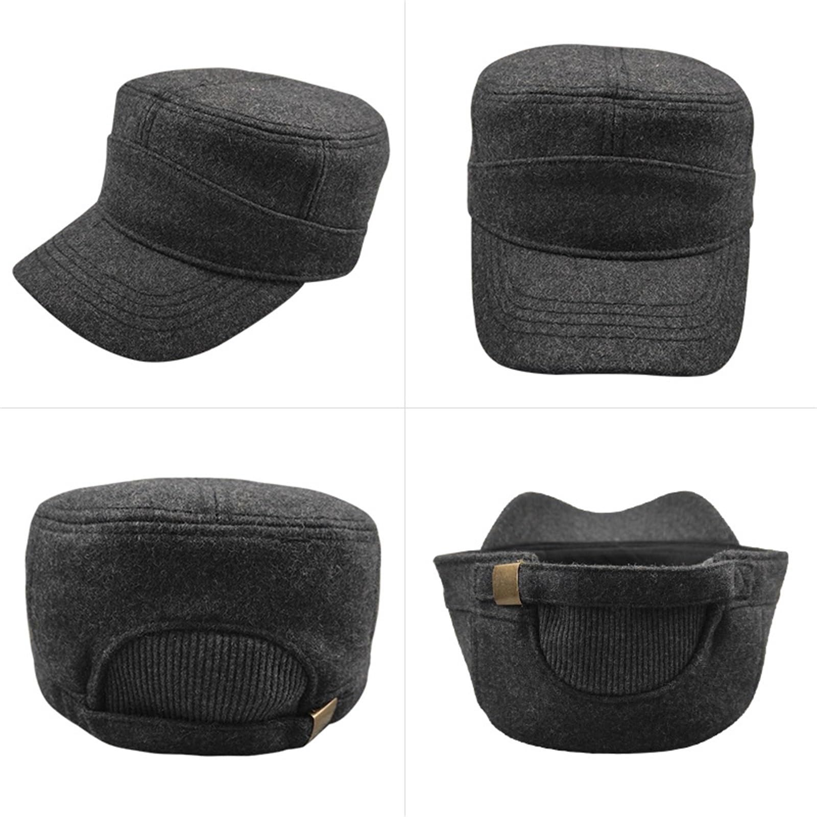 Berretto Militare da Cadetto Berretto Piatto in Tweed con Linguetta D'Anatra, approfondimento e Ispessimento, Sigillo Completo per Abbigliamento da Esterno