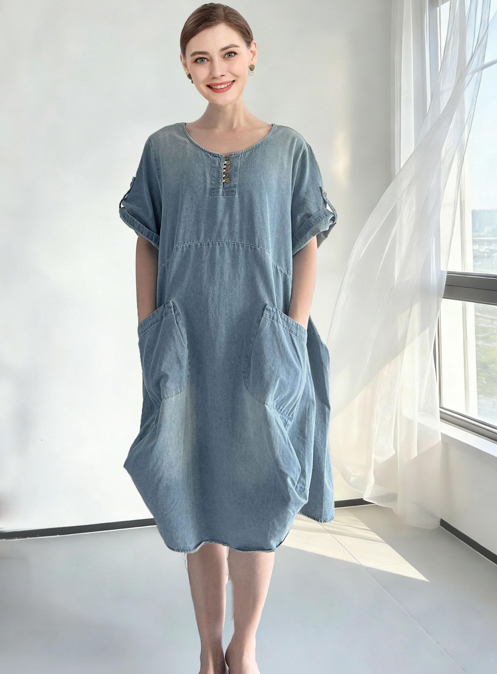 Minibee codzienny Kobiety Oversize Casual Midi Dress
