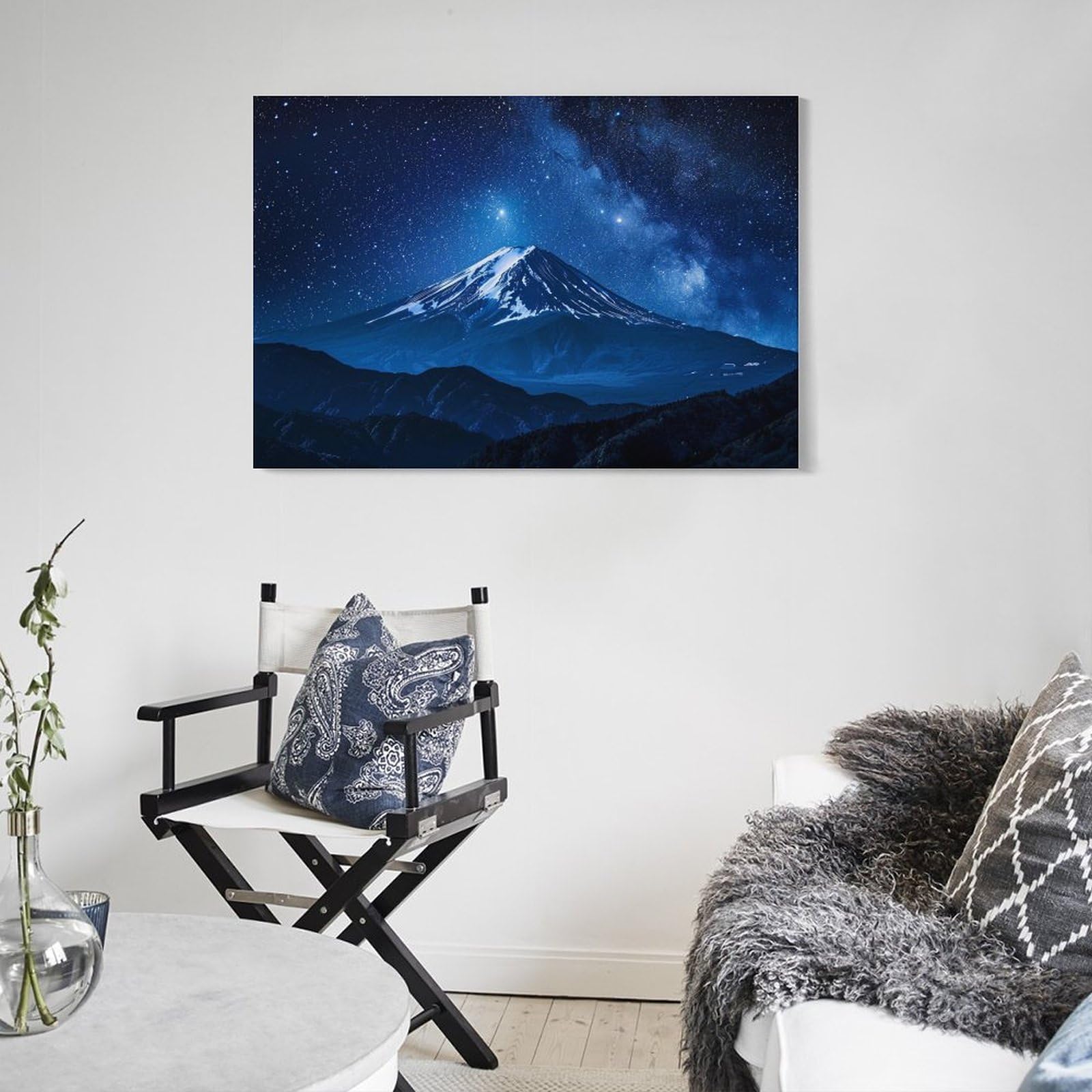 Amazon.co.jp: 絵画 夜の富士山の星空 アートパネル ポスター 美しい