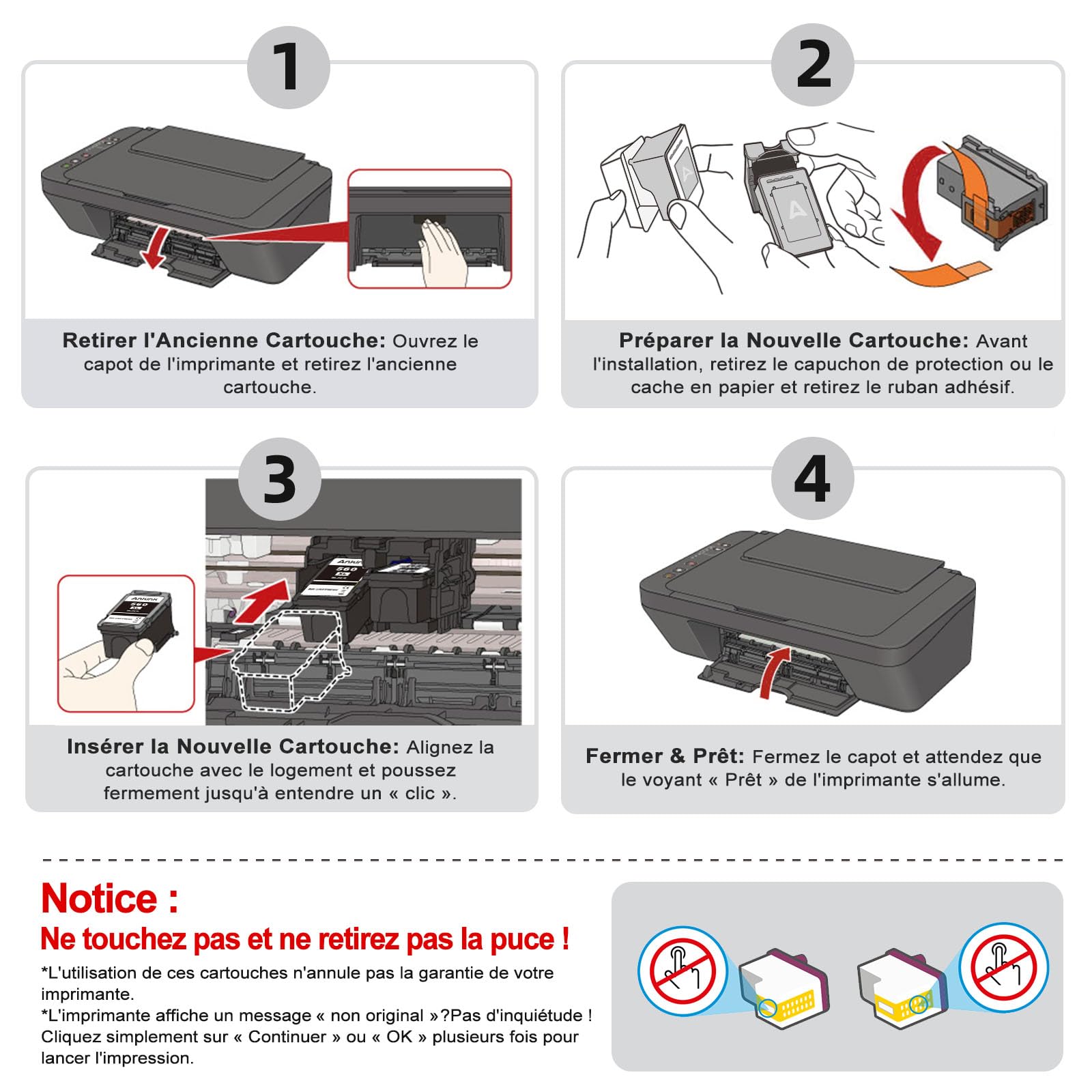 ANKINK PG-560XL CL-561XL Cartouche Encre Remplacement pour Canon 560 561 XL