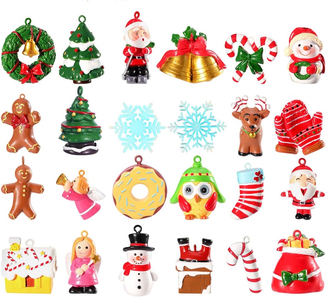 Unomor Mini Christmas Ornaments, Resin Design with Santa