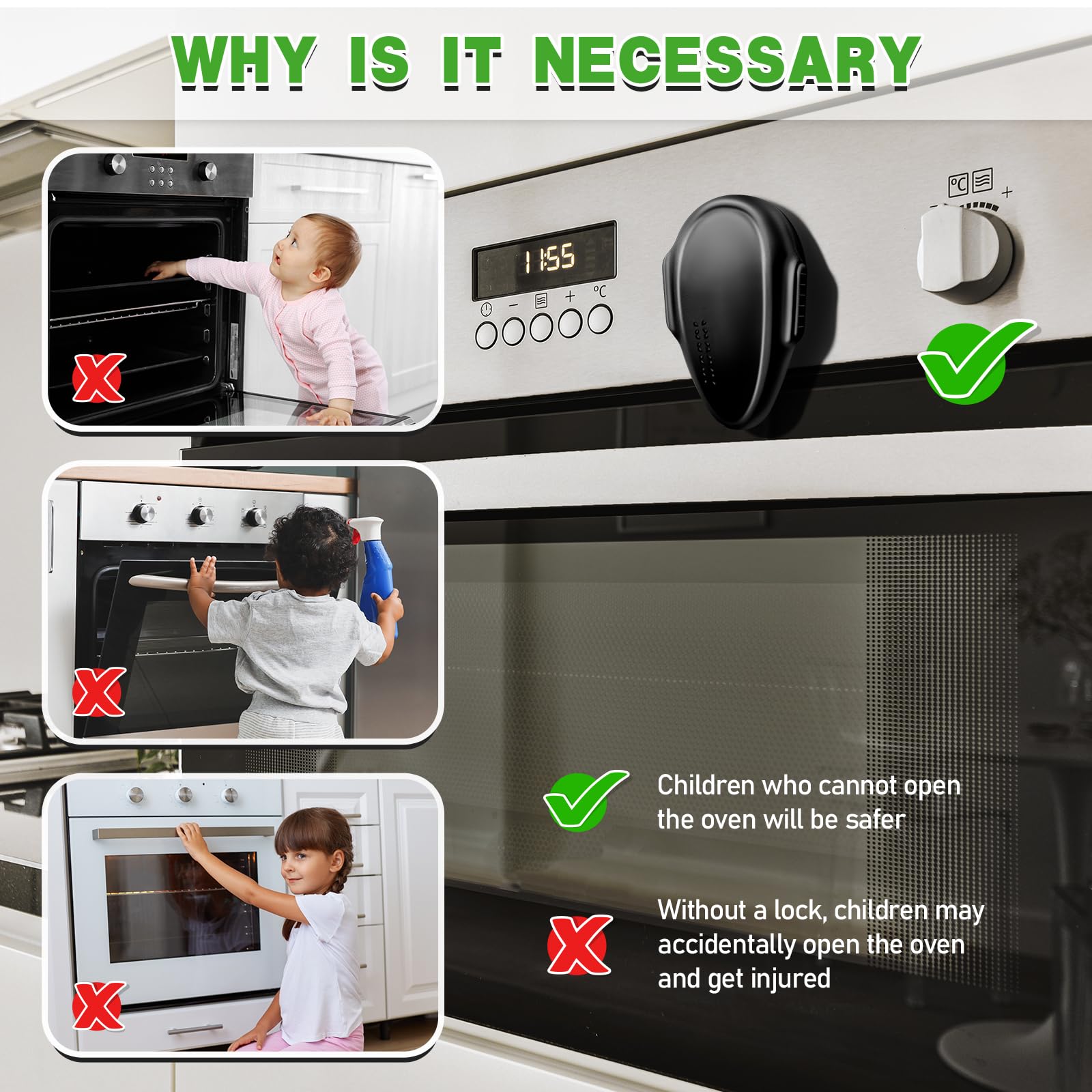 DAFUWENG Oven Lock Child Safety 2 Pack, Cabinet Locks Baby Proofing - Image 2
