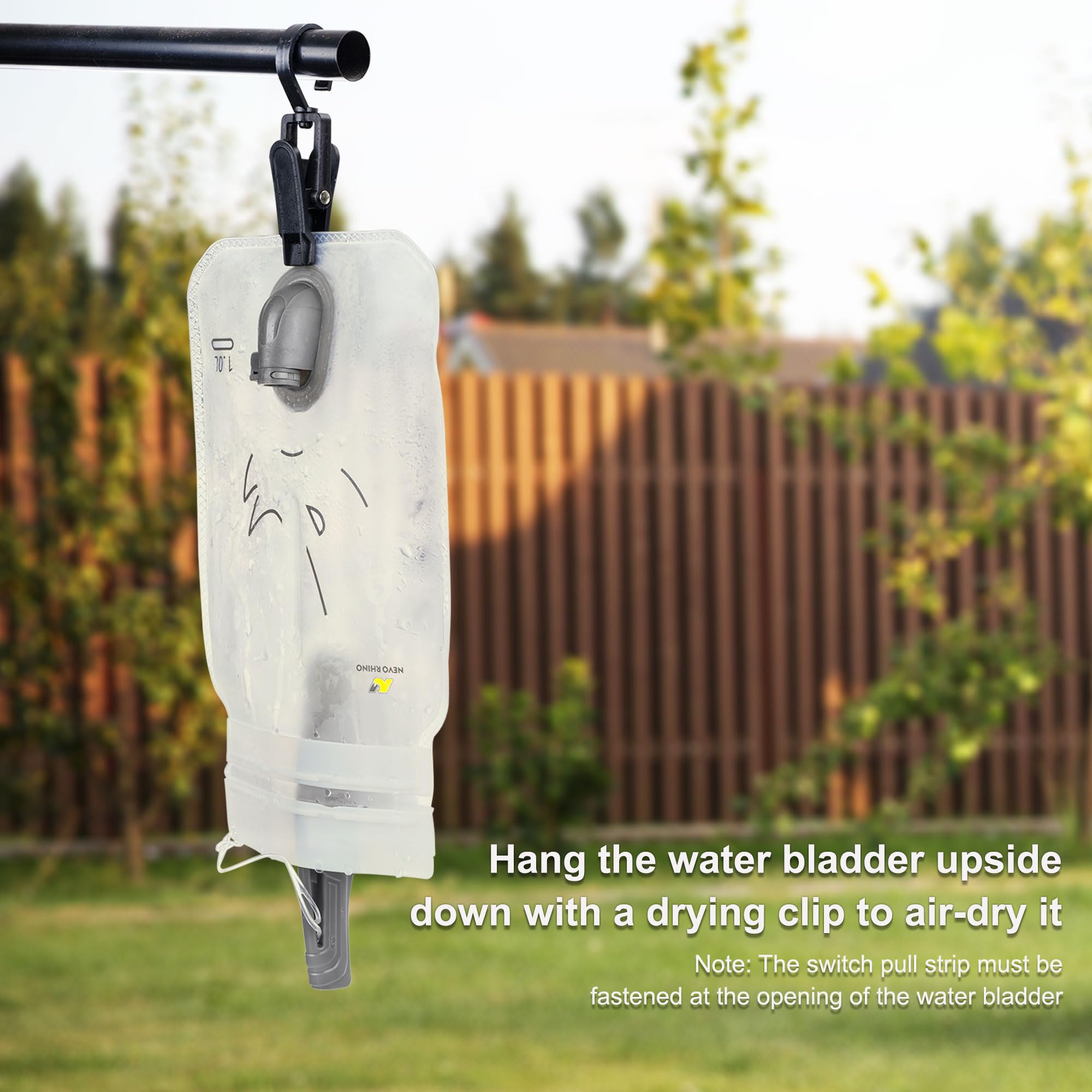N NEVO RHINO Wasserblase 1,5 l - 2 Liter, BPA-freie Trinkblase für Wanderrucksack, Laufweste, auslaufsichere Wasserspeicher-Aufbewahrungstasche für Camping & Outdoor-Abenteuer