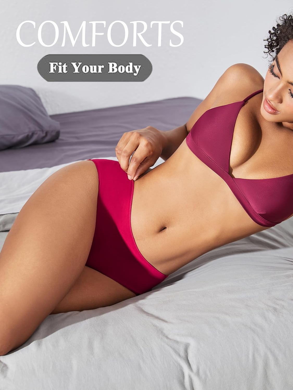 DingLu Women Mid Rise Underwear Cotton Soft Bikini Panties Full Coverage Hipster Panty 6 Pack - Image 3