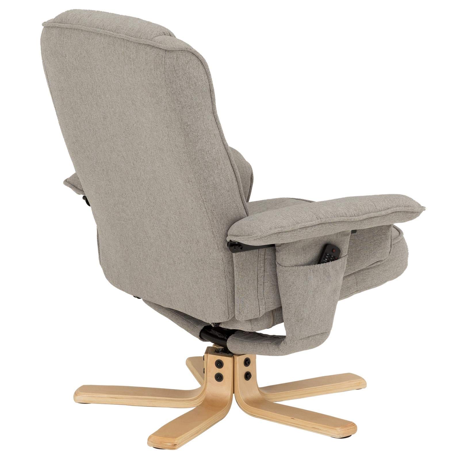 IDIMEX Fauteuil de Relaxation Charly avec Repose-Pieds Pouf, siège pivotant et Dossier inclinable, Assise rembourrée Confortable et Relax, revêtement en Tissu Gris