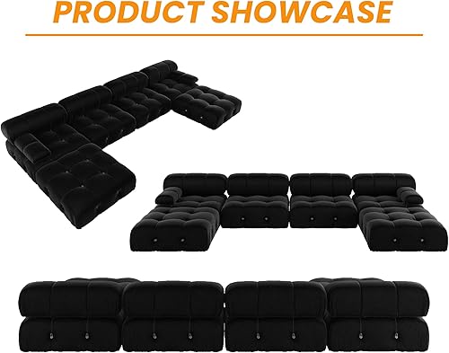 Miniatura 7 de WJShome Sofá modular seccional, sofá convertible de 103.95 pulgadas, sofá minimalista de terciopelo de 3 plazas para sala de estar, moderno y grande