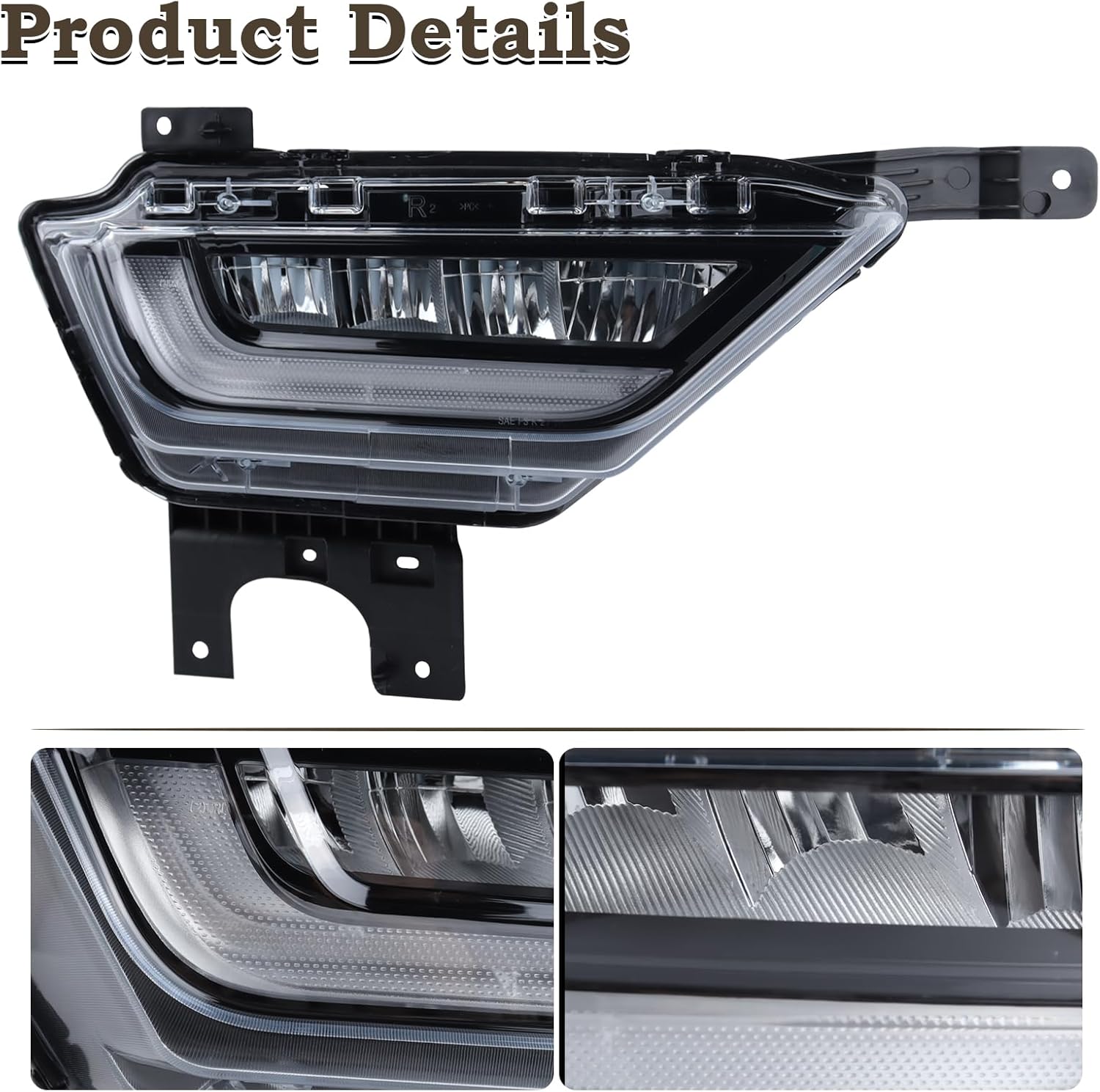 Right Passenger Side LED Fog Light Compatible for 2021 2022 2023 Ford F150 F-150 Front Bumper Light W/Bulbs W/O Wiring Harness Driving Lamp Assembly RH FO2593259 19629100 ML3Z15200C