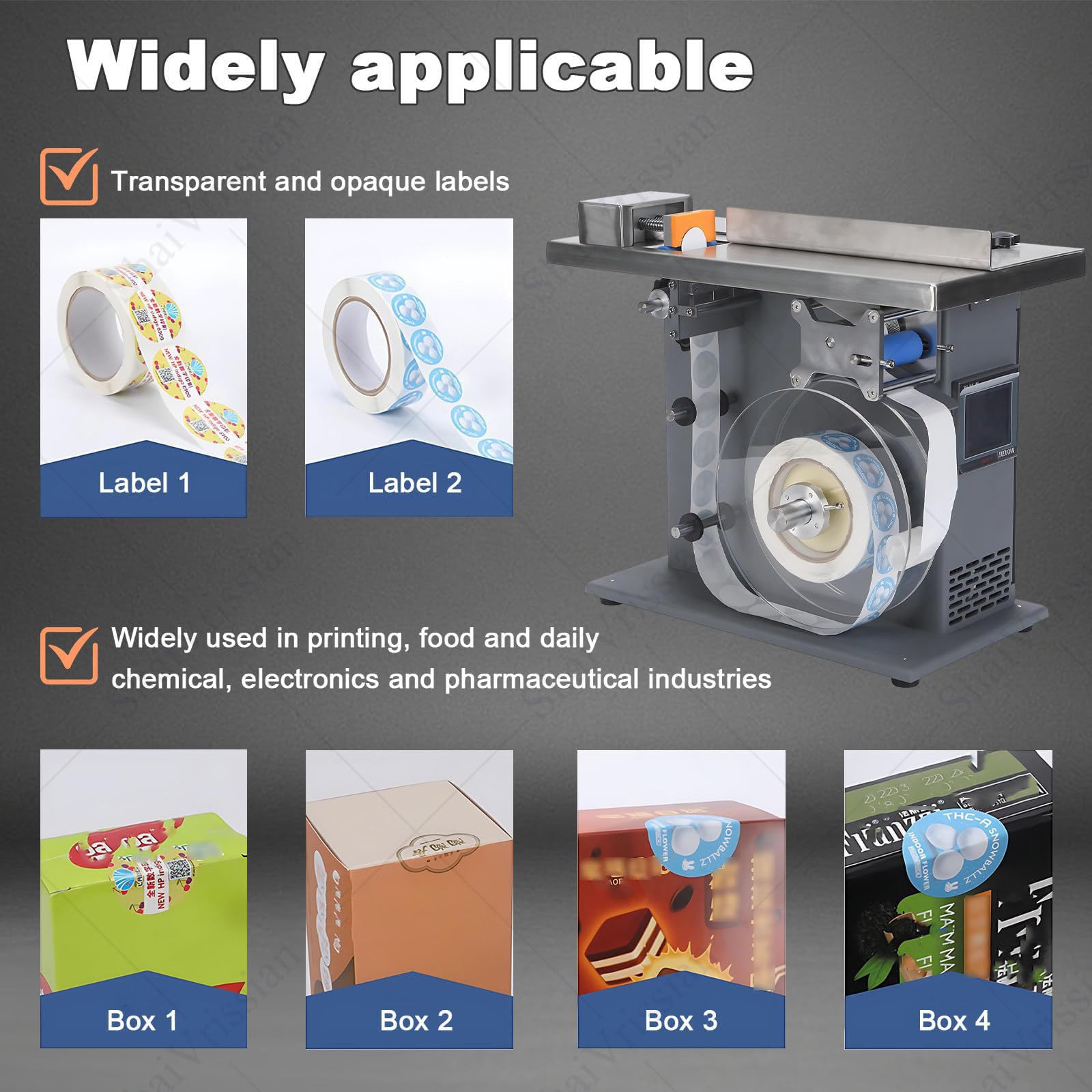 Etichettatrice, etichettatrice automatica ad angolo retto con controller PLC e sensore di luce, precisa per etichette quadrate e rotonde trasparenti