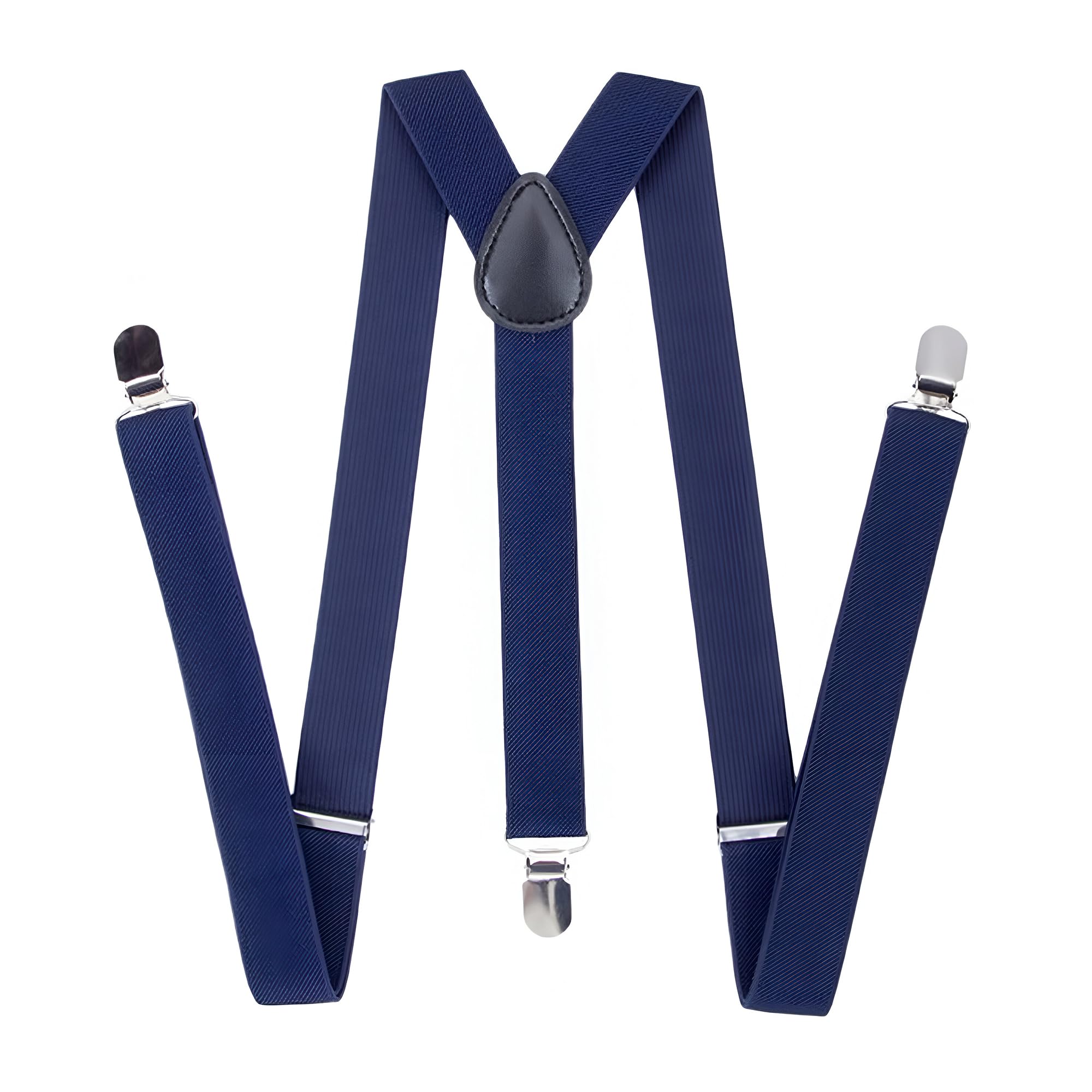 Trimming Shop Men's #Navy Suspender Braces - Heavy Duty Clip On Suspenders - Fully Adjustable And Elasticated - Fashion Accessory For Parties, Weddings, Casual, Formal Events