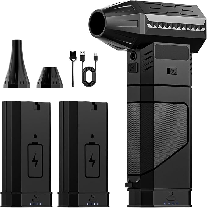 Souffleur à Air Comprimé avec 2 Batteries Modulaires, Flux D'Air Puissant 220 G+, 2 Buses MagnéTiques, 3 Vitesses, Led – Souffleur Batterie pour Clavier, Pc, Voiture Et Appareils éLectroniques