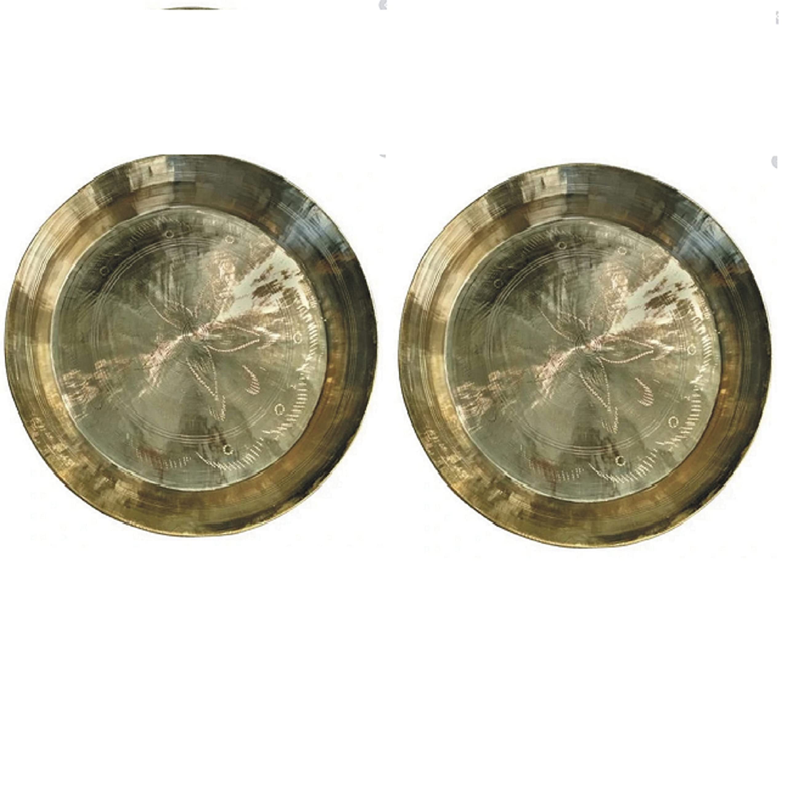 Utensilis Masters Bronze Parat Kansa Thali/Plate || Handmade Parat for Kitchen 10.5" Weight 750 GM Set of 2