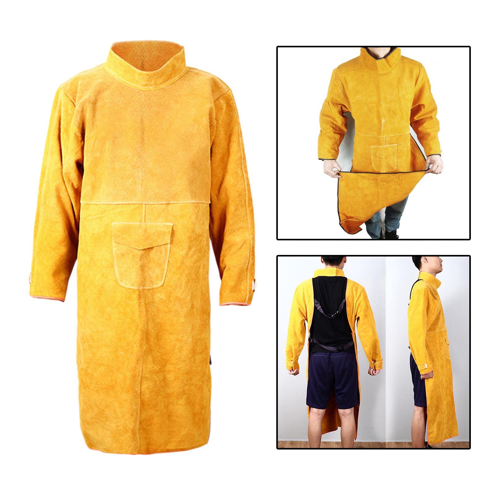 Chaqueta de Soldar de Cuero Ty, Delantal Protector, Ropa de Soldador, Traje de Soldador, Delantal de, Equipo para Barbacoa de Jardín O, 120cm