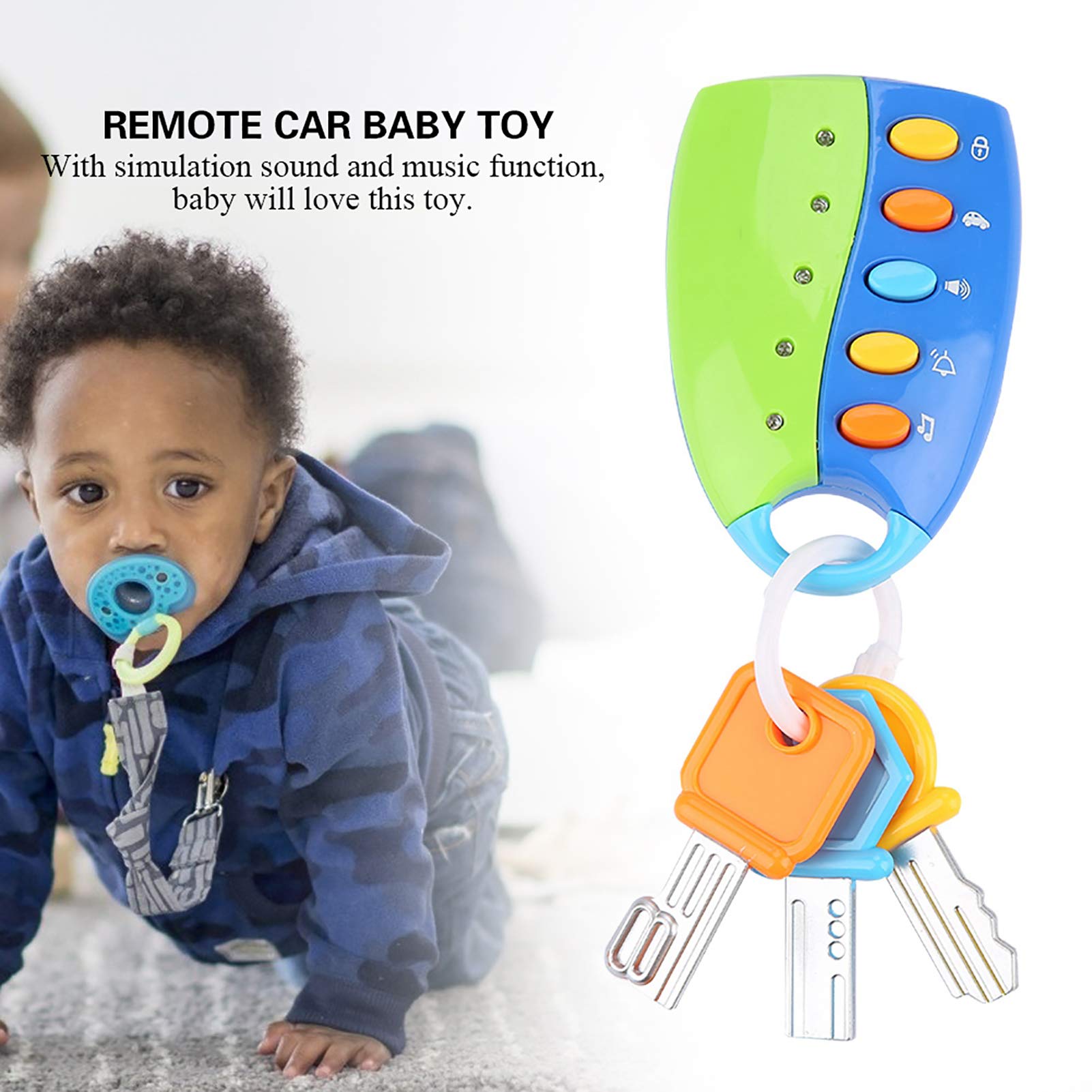 lyrlody Baby Toy, Zdalnie Sterowane Auto z 3 Kolorowymi Kluczami i 5 Przyciskami, Efekty Dźwiękowe i Migające Światła, z Funkcją Muzyczną, dla Dzieci Wczesnej Nauki (BLUE)