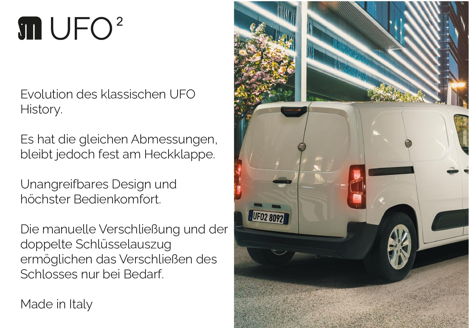 UFO MERONI SERRATURE - Ufo2 Sicherheitsschloss Transporter, Einbruchschutz Wohnmobil für Lieferwagen und leichte Nutzfahrzeuge, Sicherheitsschloss für Lieferwagen, Door Lock (1 Stück)