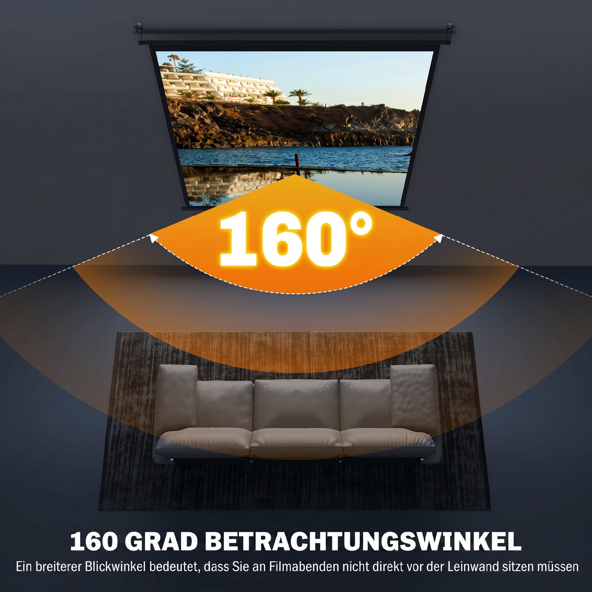HOMCOM Schermo per proiettore, 152 x 152 cm, 85 pollici, 1:1, HD, 4K, per home theatre e presentazioni in ufficio