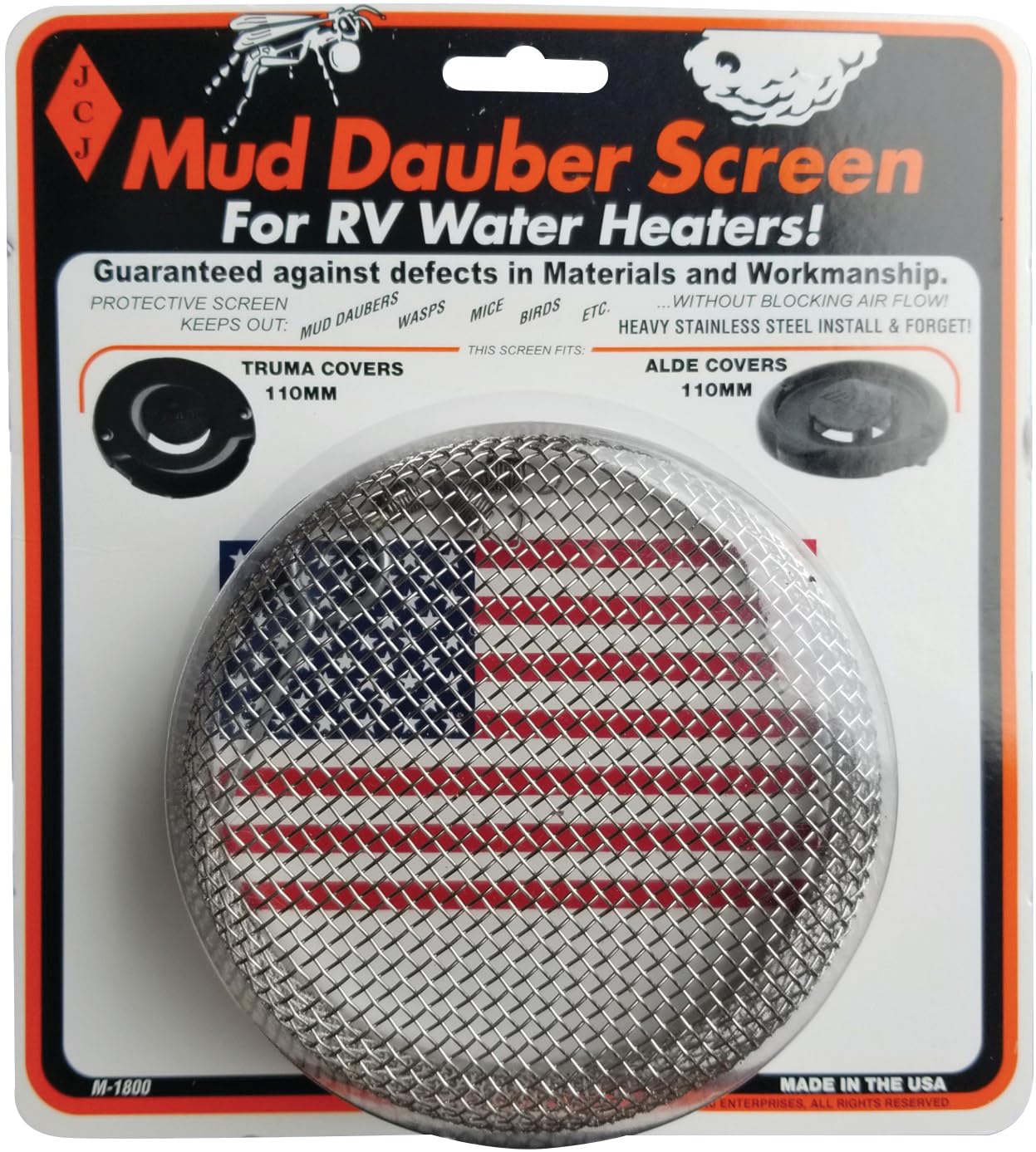 Pantalla de lodo JCJ Enterprises M 1800 para calentadores de agua Truma y Alde Airstream de 110 mm