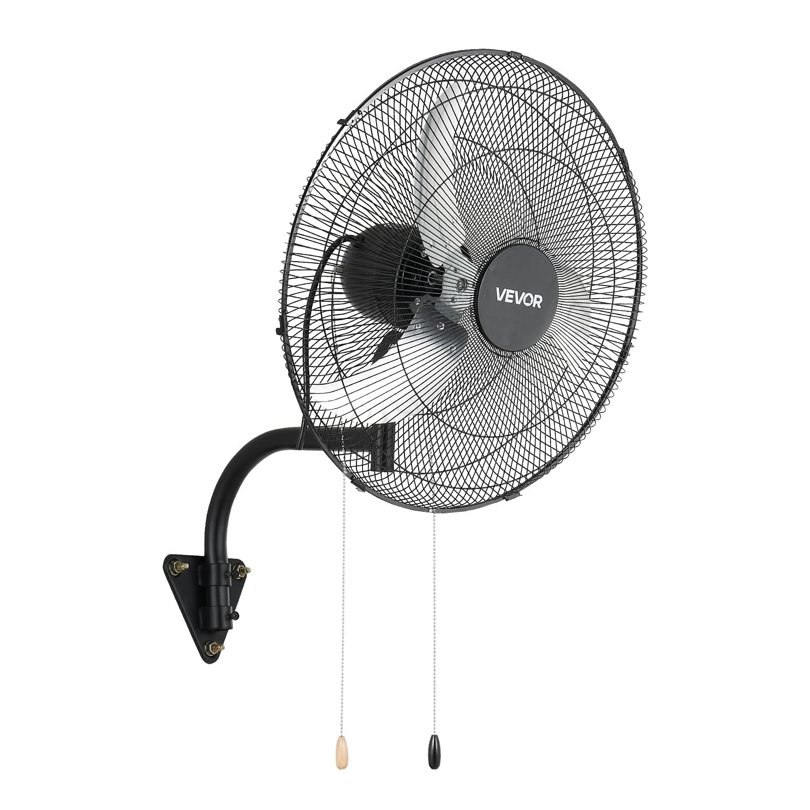 VEVOR Ventilateur Mural Industriel 50 cm, Ventilateur Oscillant pour Atelier, Garage, Entrepôt et Salle de Sport, 3 Vitesses, Oscillation Automatique, Angle Réglable, Pales en Alu, Grille en Acier
