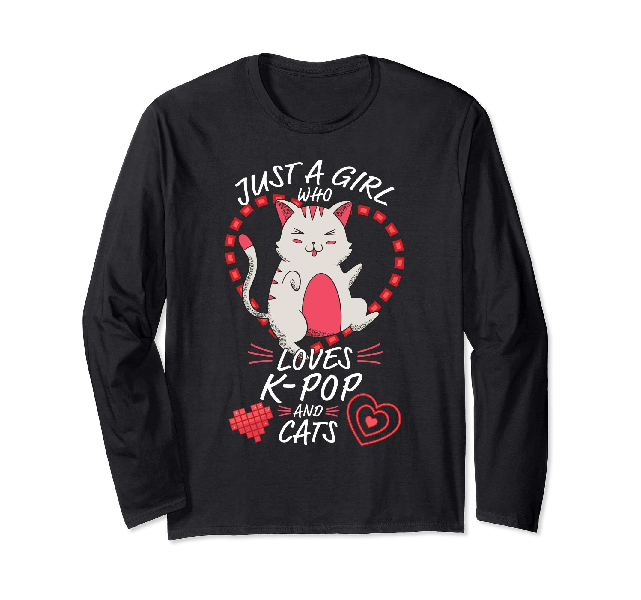 Just A Girl Who Loves K-Pop and Cats - Cute Anime Kawaii Cat Long Sleeve T-Shirt