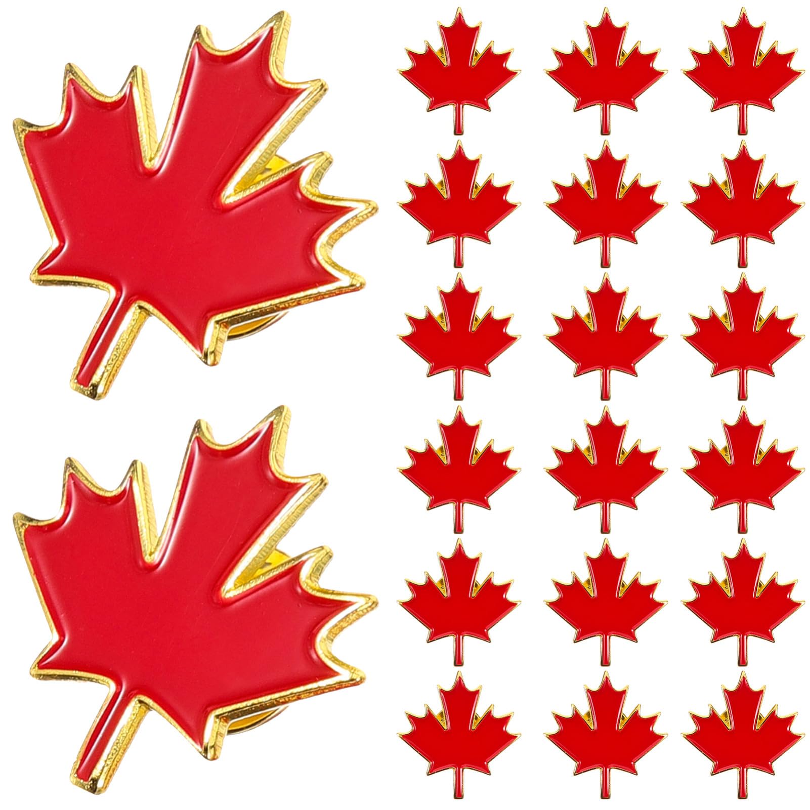 Angoily 20 szt. Canada Pin Canada Souvenirs Flag Kanadyjski liść klonu - pinezki metalowe liść klonu broszki szpilki kanadyjskie narodowe klapy patriotyczne, 2.50X2.40X1.00CM, Żelazo, No Gemstone