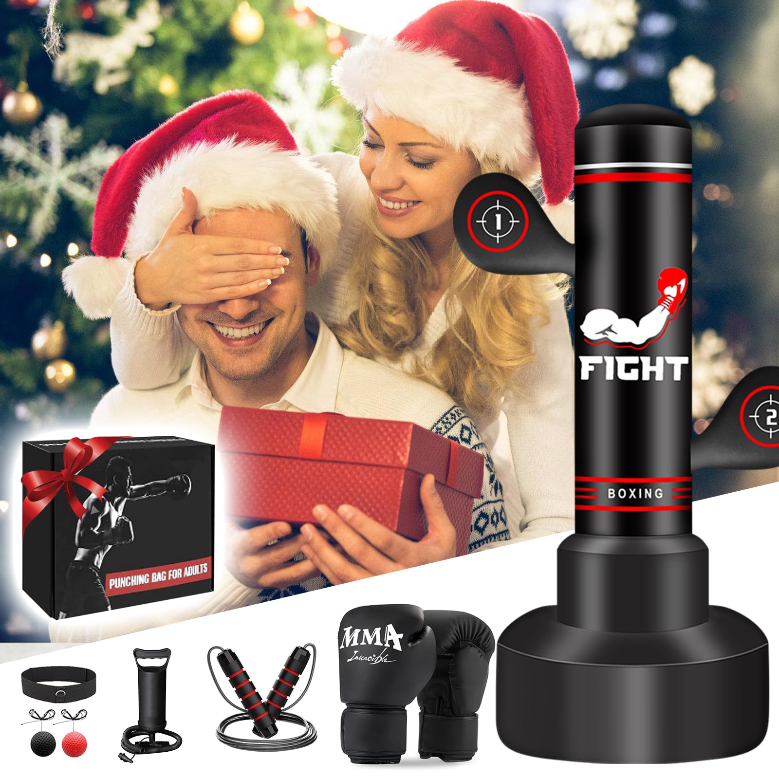 Upgraded Heavy Freestanding Punching Bag for Adults Teens, 70” Standing Punching Bag Kicking Bag Heavy Bag, Women Men Kickboxing Bags for Training MMA Fitness Home Gym