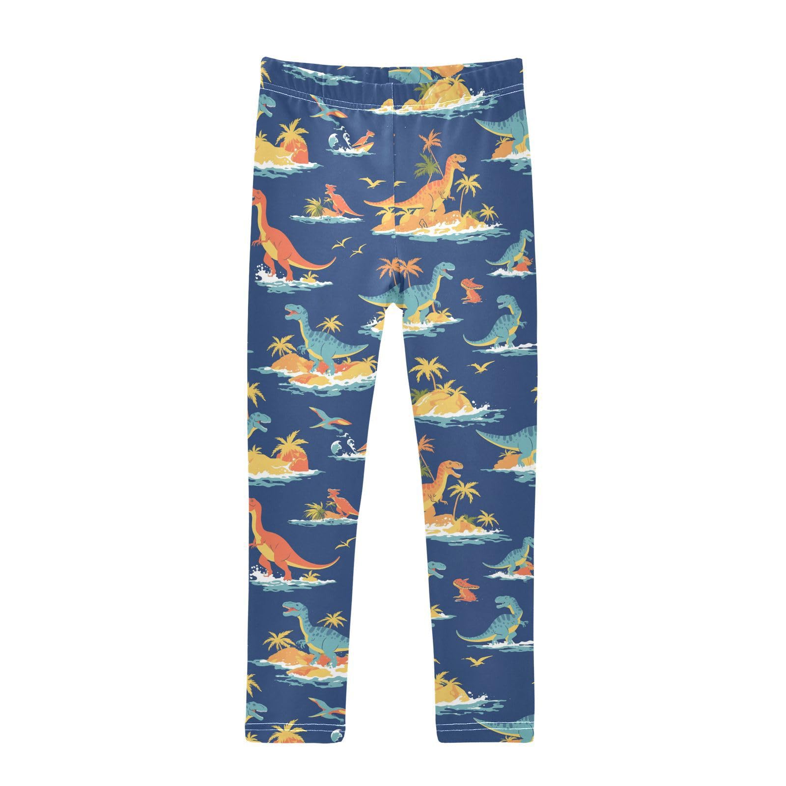 Wusikd Dinosaurs Surfing Girls' Leggings Toddler Doodles Blue Sky Kids Yoga Pants Dance Active Tights 5T