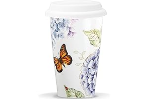 Lenox Coffee Mugs: Butterfly Meadow Blue Thermal Travel Porcelain Mug