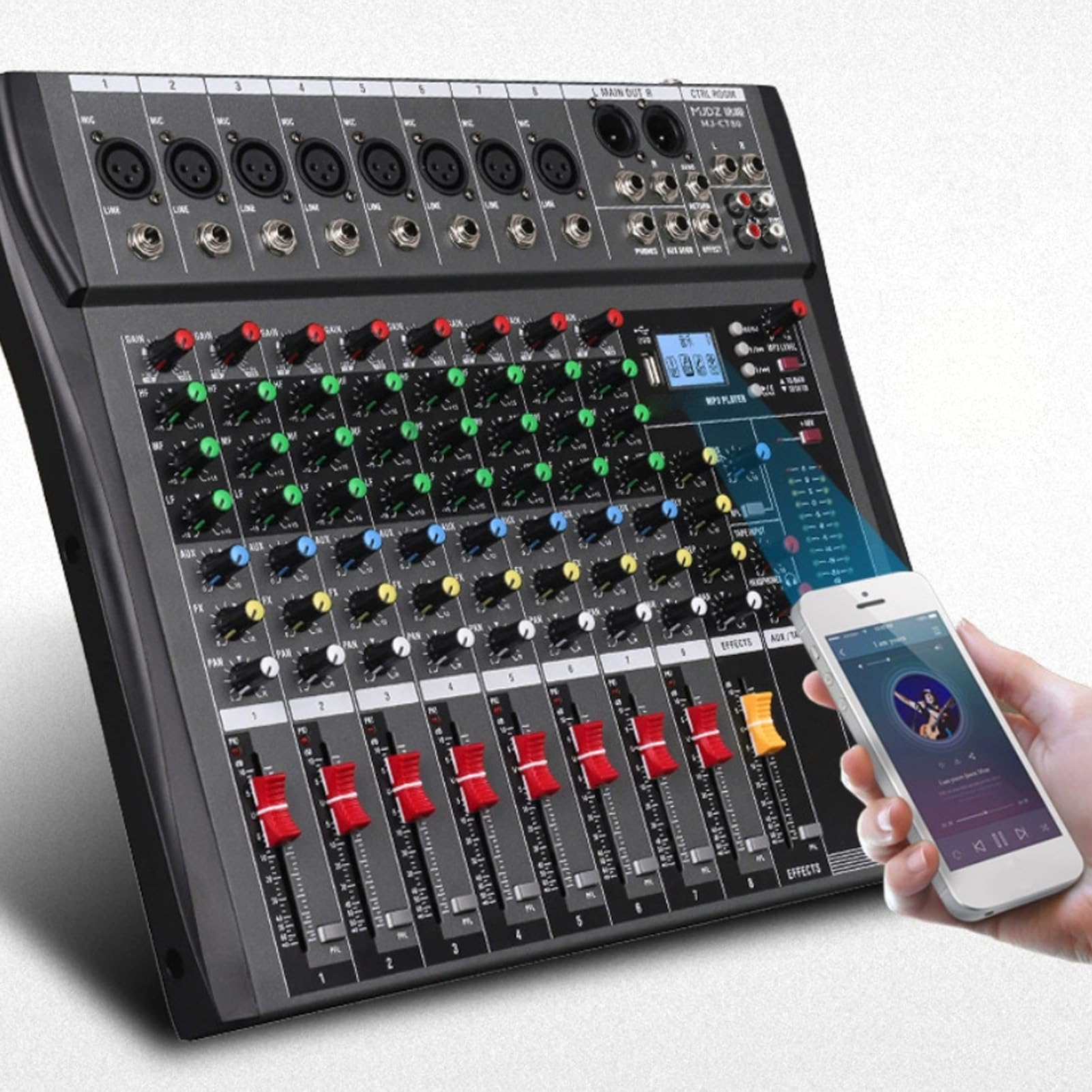 YWBL-WH 8-kanałowy Profesjonalny Mikser Dźwięku Depusheng, Wejście USB MP3 z Zasilaniem 48 V, Obudowa Stalowa DJ Studio FX do Nagrywania Występów na żywo