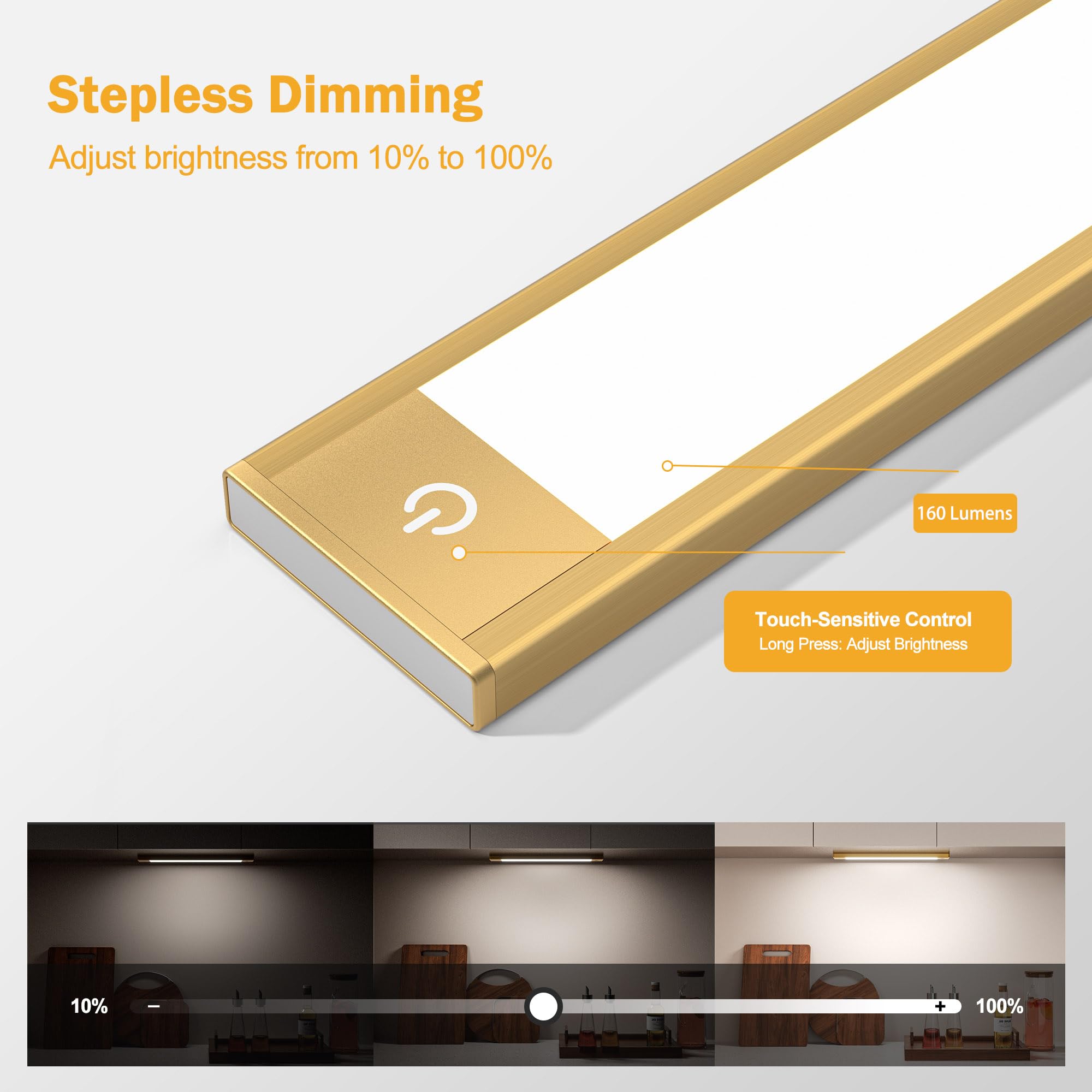 V4light Wiederaufladbare Unterschrankbeleuchtung, Bewegungsmelder, kabelloses Nachtlicht, dimmbar, CCT, verstellbare magnetische Halterung für Küche, Schrank, Schlafzimmer, Leseatmosphäre