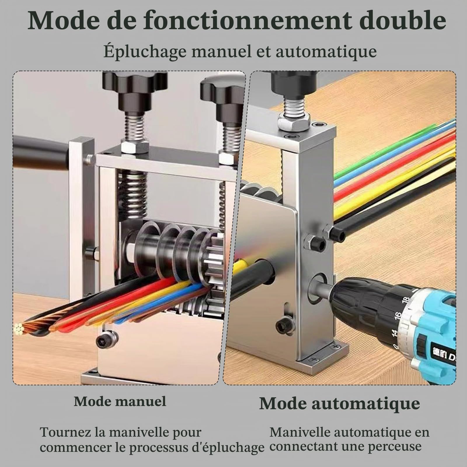 Machine à Dénuder Manuelle,Dénudeur Câble avec Manivelle,Machine de Dépouillement pour Câbles 1-17 m,Denudeur Cable Electrique avec 6 Canaux 5 Lames,Pince à Dénuder pour Recyclage des Déchets Câbles
