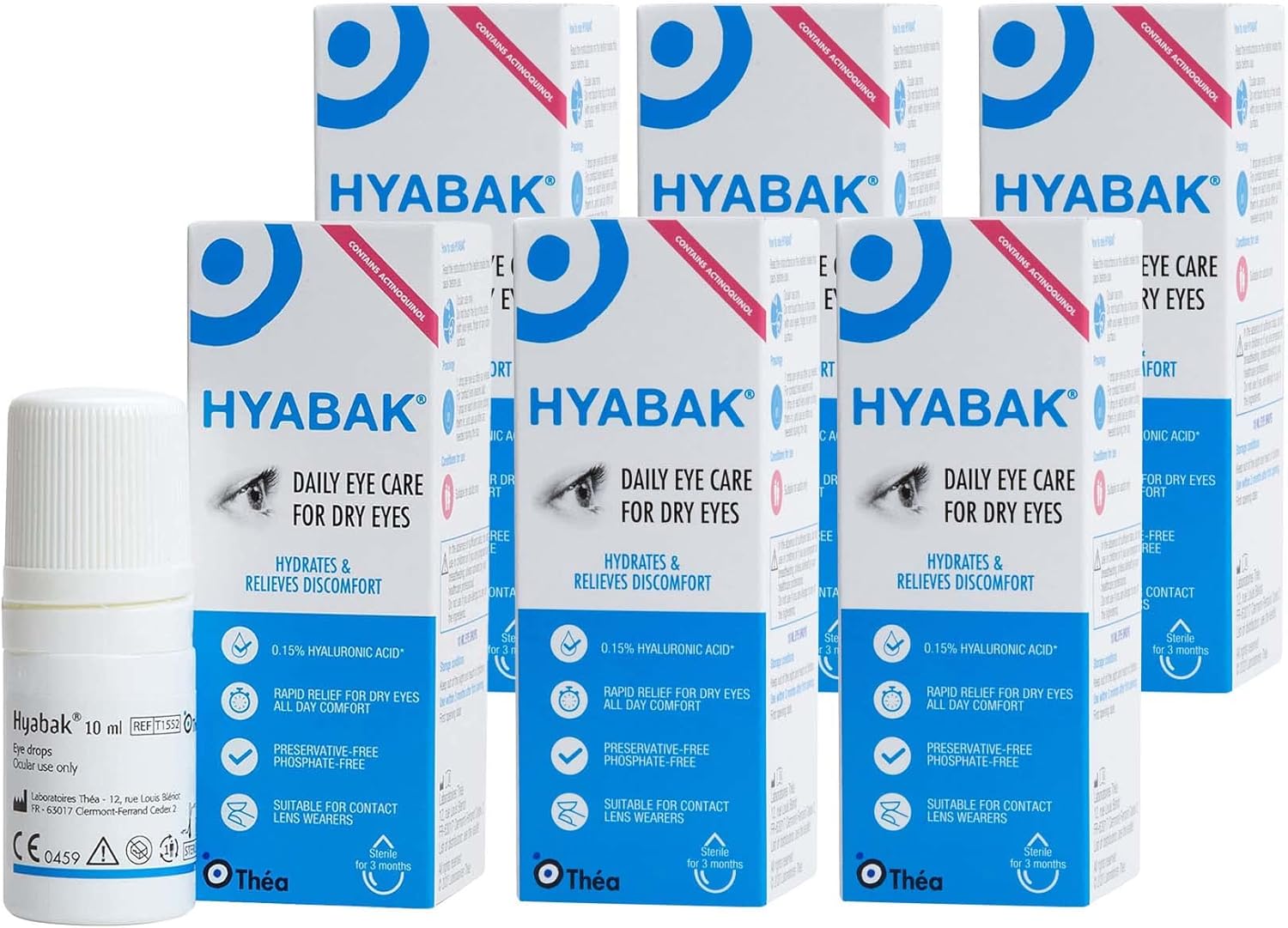 6 x Hyabak Eye Drops Moisturising & Refreshing Drops Gentle and
