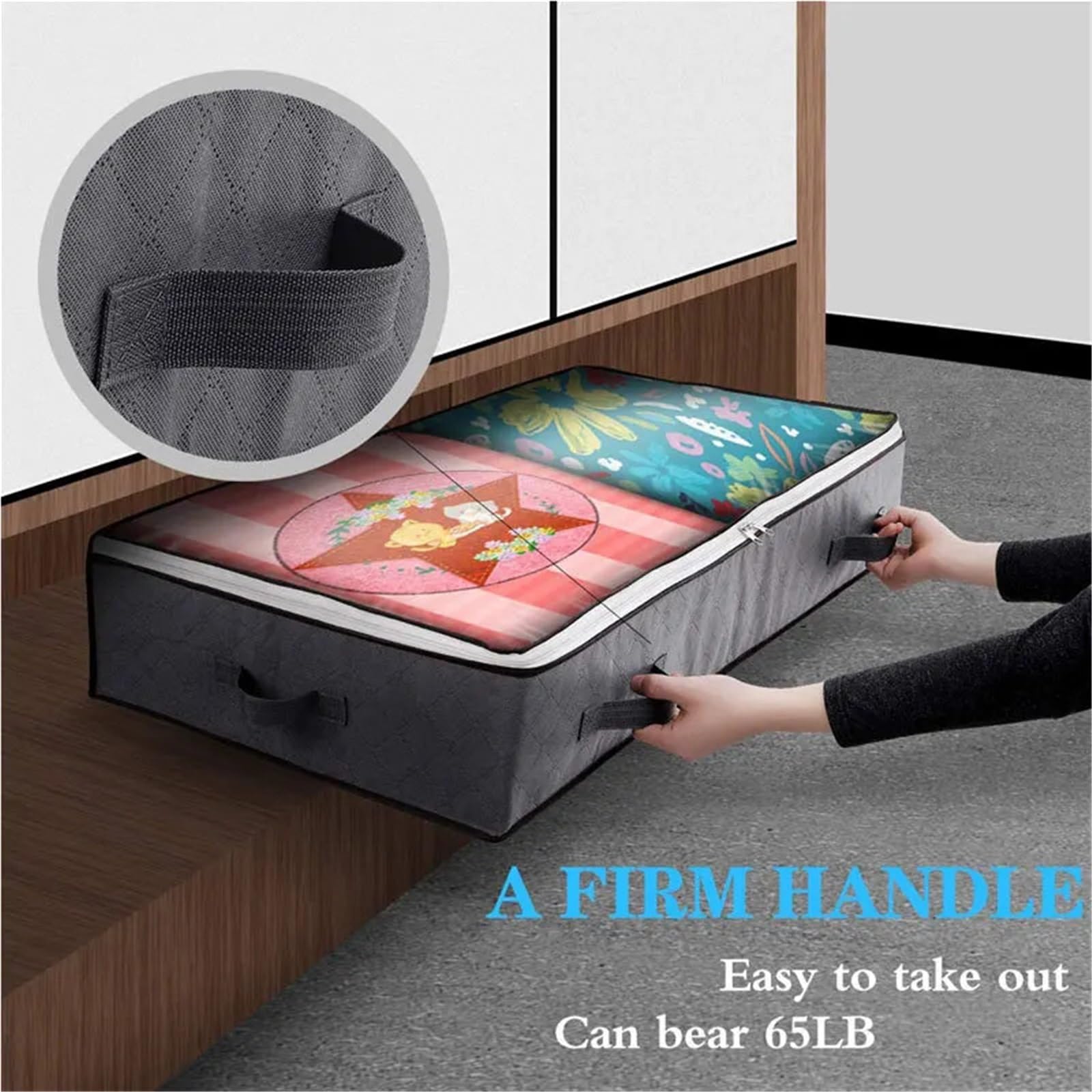 Organizador Debajo De La Cama Bolsa Plegable for Debajo de la Cama, Manta, Organizador de Ropa, Bolsa de Almacenamiento con Cremallera Transpirable for Dormitorio, 2 uds. para Ropa(Black)