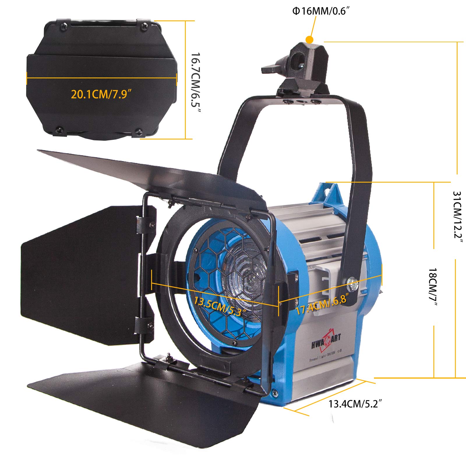 Lampa fotograficzna Fresnel, 300 W, 3200 K, ściemniane światło punktowe, ciągłe oświetlenie do fotografii studyjnej, nagrywania wideo, filmów, programów telewizyjnych, reklam, wywiadów,