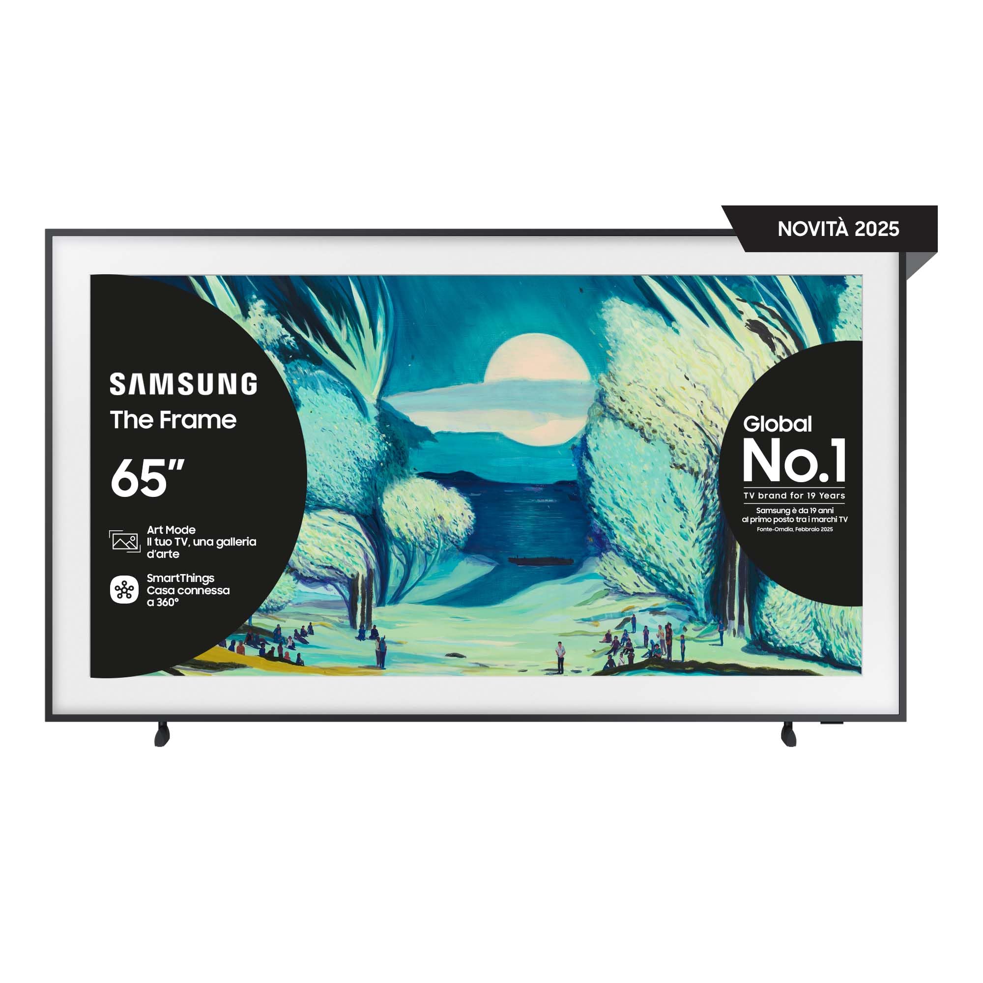 Samsung Smart TV 65'' QE65LS03FAUXZT QLED 4K, NQ4 AI Gen2 Processor, 4K AI Upscaling, Art Mode, Matte Display, Dolby Atmos & OTS Lite, Modern Frame Design, 2025