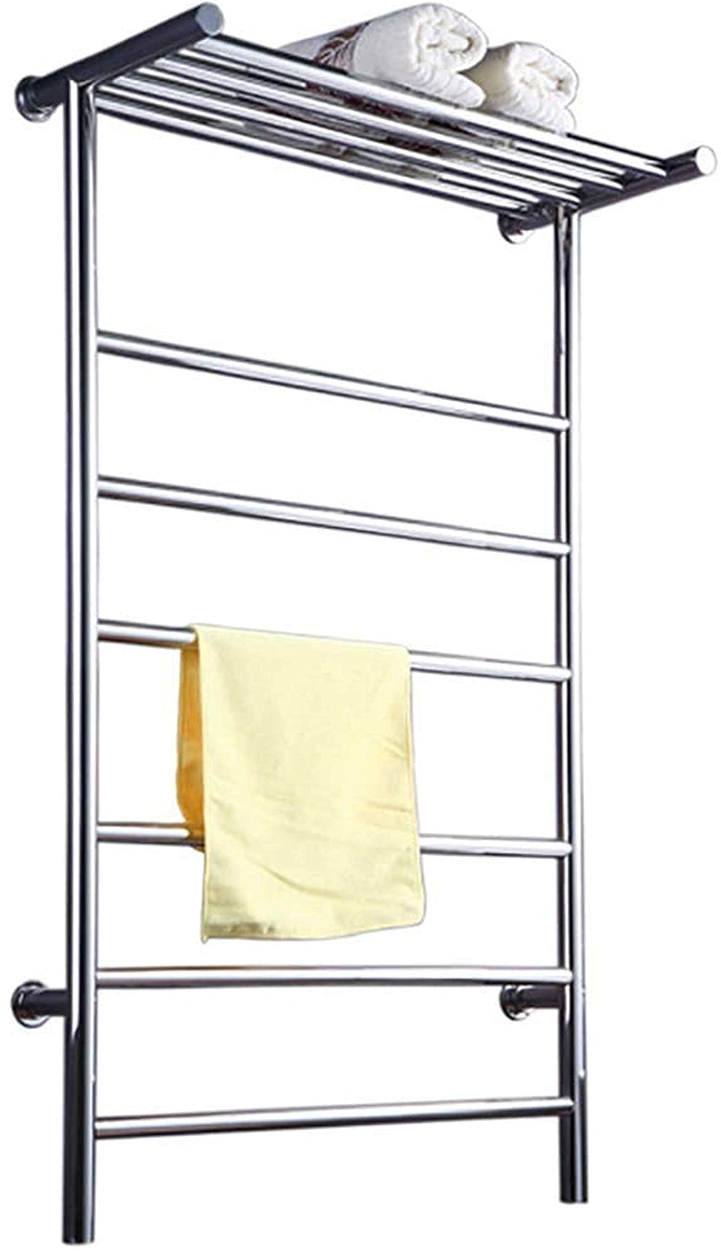 NEECS Portasciugamani riscaldati Scaldasalviette, Scaldasalviette Caldo, Portasciugamani Riscaldato A Parete con Ripiano Barre Tonde Stendino Bagno A Risparmio Energetico Temperatura Cos