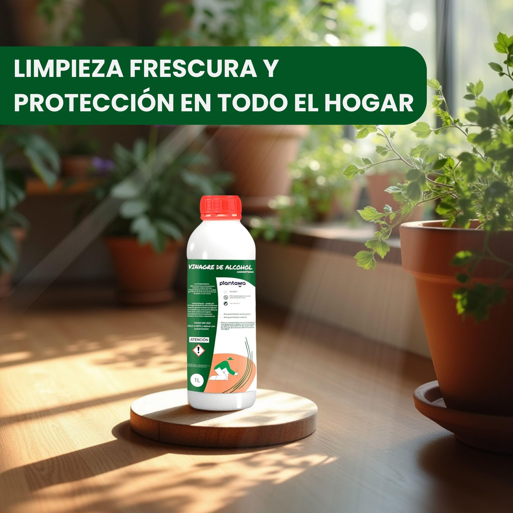 Plantawa Vinagre de Alcohol Concentrado 2 litros | Solución Natural para el Cuidado de Superficies | Acción Eficaz y Seguro | Desincrustante Calcáreo, Sin Residuo.