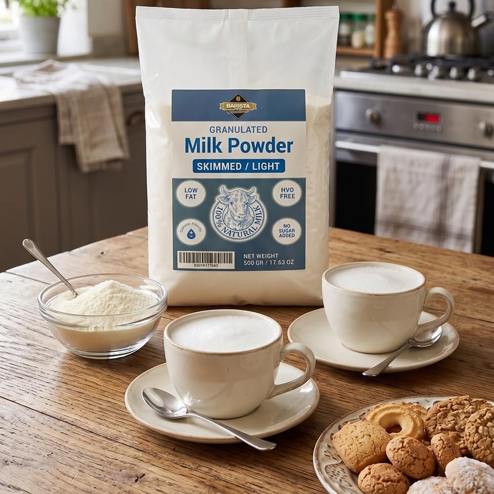 Barista Italiano - Lait en Poudre Écrémé 1Kg (500g x 2) Faible Teneur en Gras | Sans Sucre Ajouté