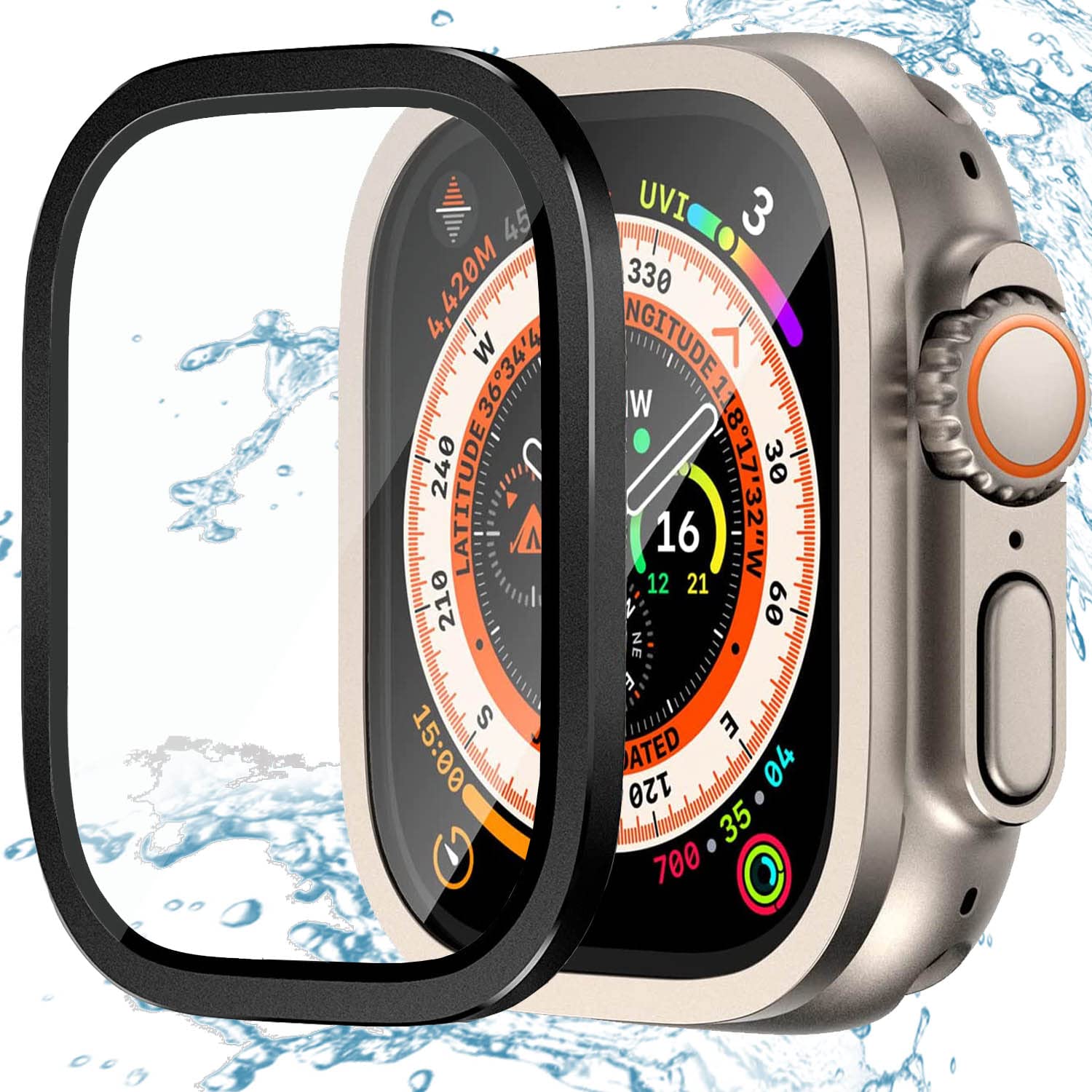 AMNVX 2 Pack Tempered Glass Screen Protector for Apple Watch Ultra/Ultra 2 49mm, Easy Installation Anti-Scratch Bubble-Free HD Clear Tempered Glass