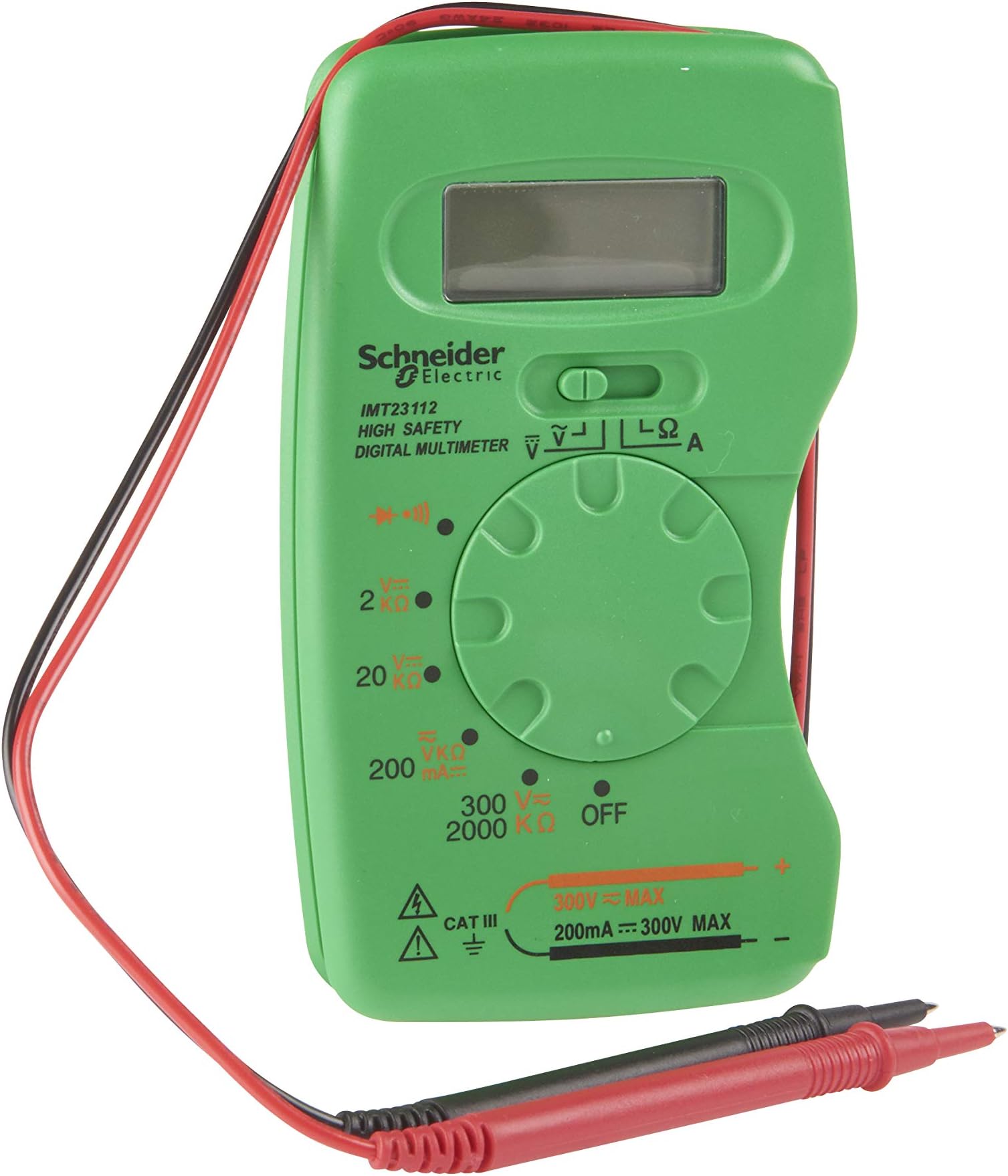 Schneider Electric Thorsman - Pocket Digital Multimeter, Voltmeter/Ammeter/OHM AC DC Tester, 300V, CAT III, IMT23112, Green/Grey