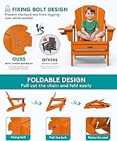 Vista 5 de SERWALL - Silla plegable Adirondack para patio, jardín, exterior, resistente a la intemperie, sillas para hoguera, color naranja