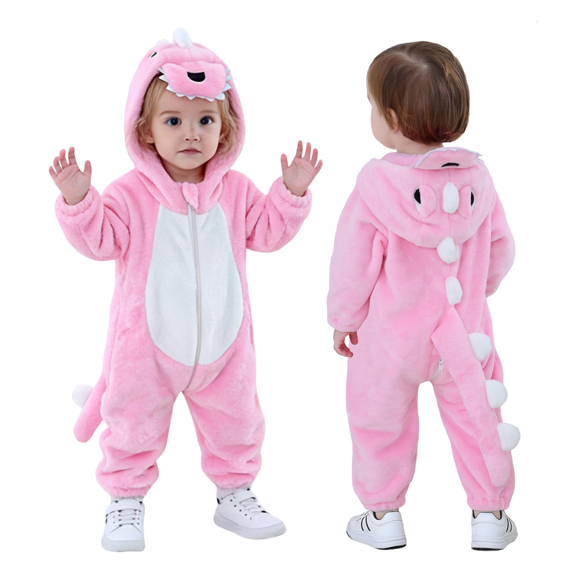 TONWHAR Dinosaur Costume for Toddlers, Baby Animal Romper Halloween Dress Up Onesie for Boys Girls