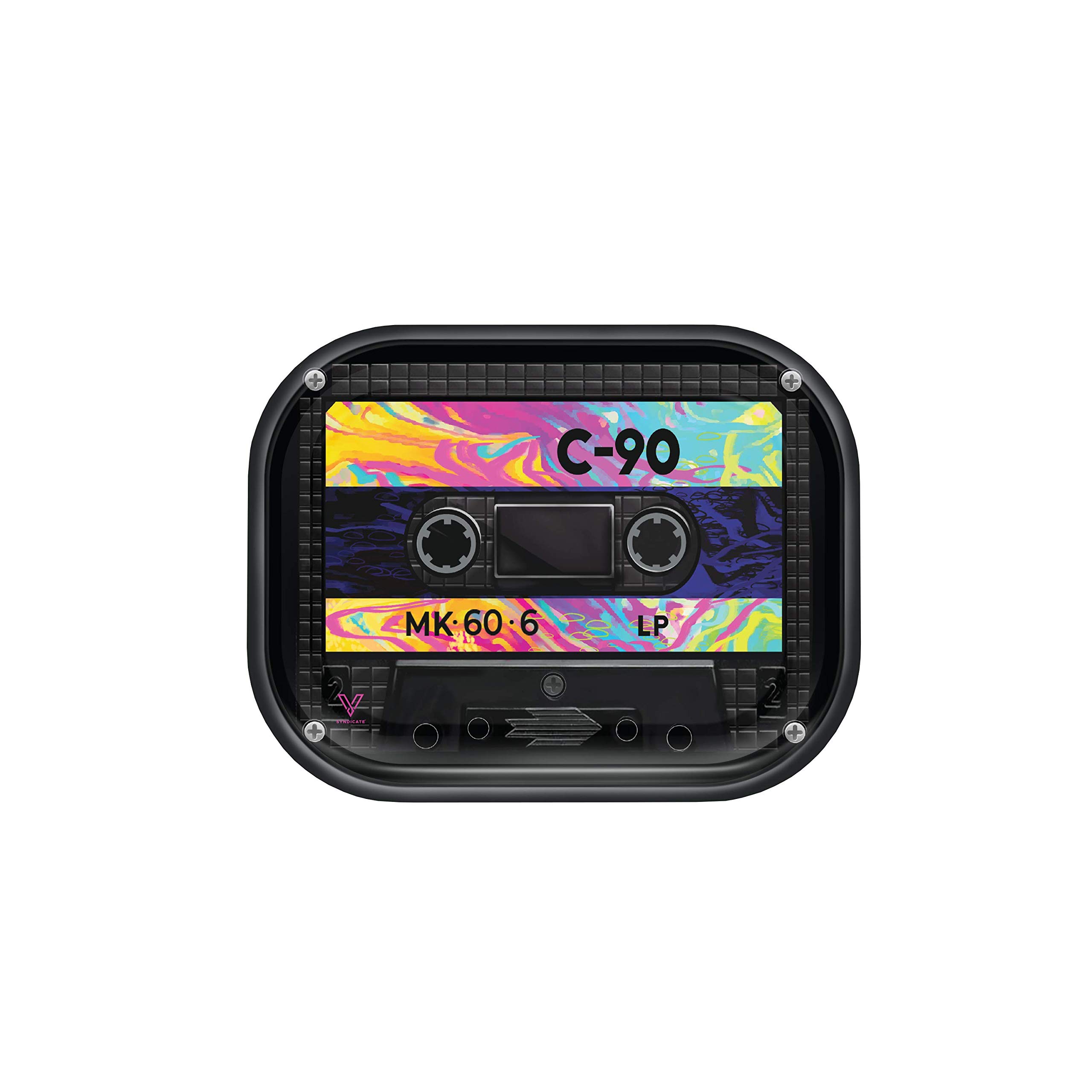 Stylish Metal Tray 7" V. Syndicate, Elegant & Sleek Color Finish with Smooth Rounded Edges, Decorative Tray Beautiful Art Lightweight, Small (Cassette)