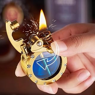 Vintage Trench Lighter Transparent Kerosene Lighter Antique Steampunk Lighter Cool Unique Lighter for Men (No Fuel) (Golden)