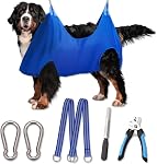 Harnais de hamac pour chien, Sling for Nail Clipping/Trimming, Sac de retenue pour petit grooming avec pinces à ongles, Kit de fournitures de chien pour soins des griffes (petit 30LB Max/Bleu)